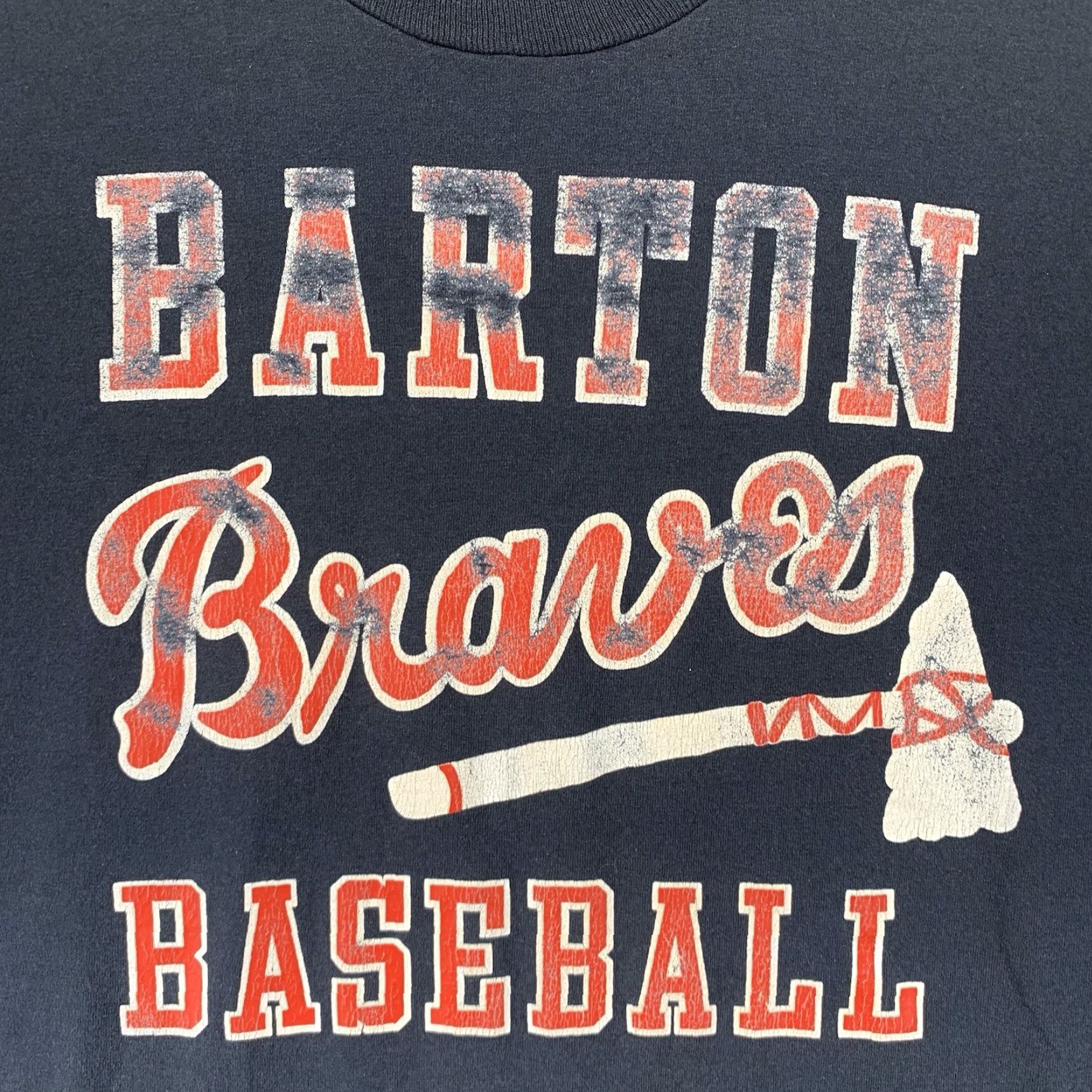 Vintage VINTAGE Scree Stars Best Black Single Stitch T-Shirt Adult L Graphic Print Barton Braves Baseball 80s Unisex Size US L / EU 52-54 / 3 - 2 Thumbnail