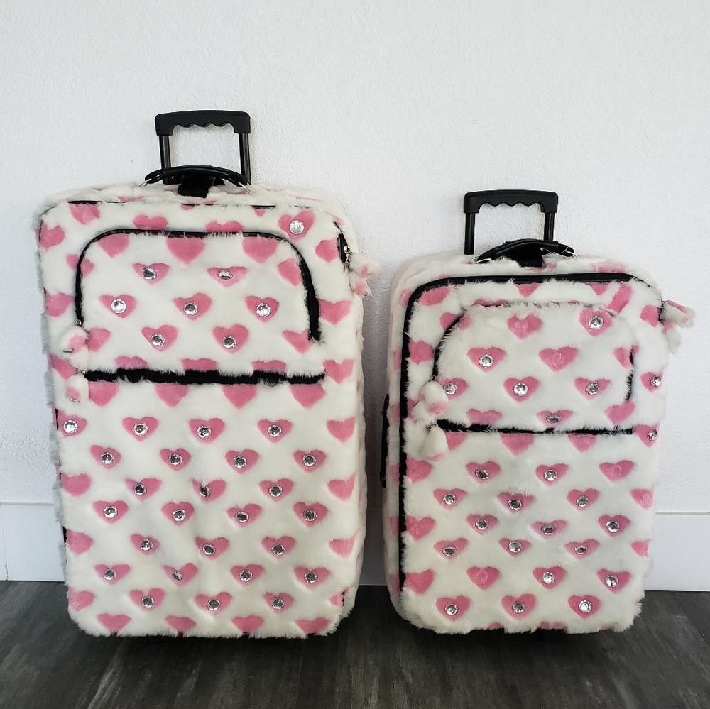 Designer White Pink Faith Knight Faux Fur L Luggage Size ONE SIZE - 8 Thumbnail