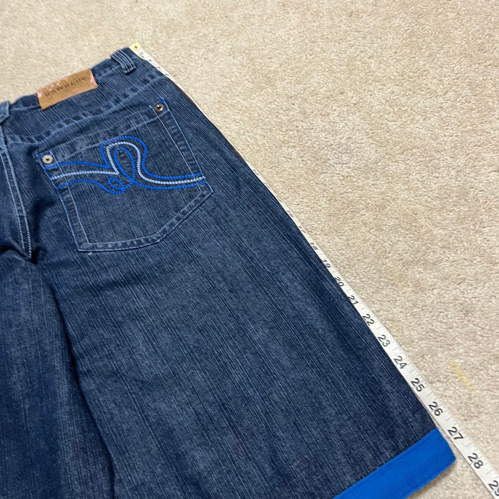Other Raw Blue Y2K Baggy Skater Embroidered Blue Extension Jort 34 Size US 34 / EU 50 - 4 Thumbnail