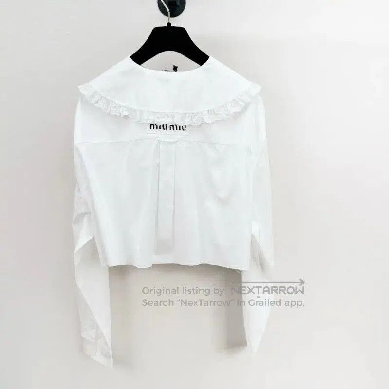 Miu Miu Miu Miu White Cotton Long Sleeve Shirt . Size M / US 6-8 / IT 42-44 - 2 Thumbnail