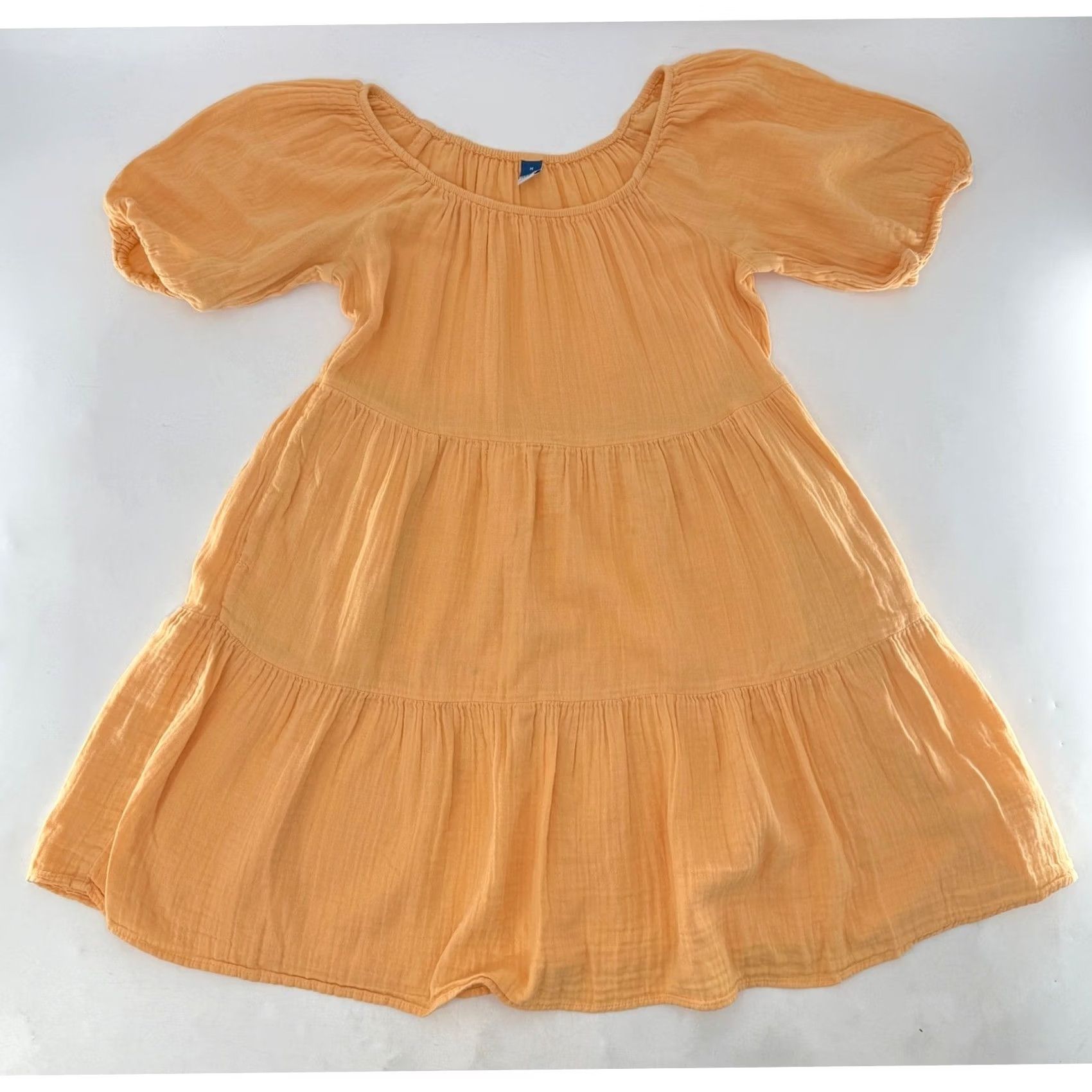 Old Navy Old Navy Dress Womens Medium Orange Gauze Tiered Puff Sleeve Casual Summer Size M / US 6-8 / IT 42-44 - 4 Thumbnail
