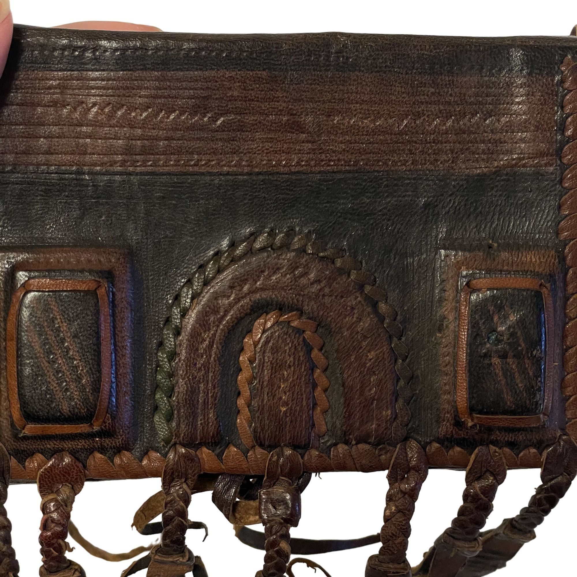 Other Vtg Custom Handmade GYPSY Leather TASSEL LACED Purse Size ONE SIZE - 5 Thumbnail