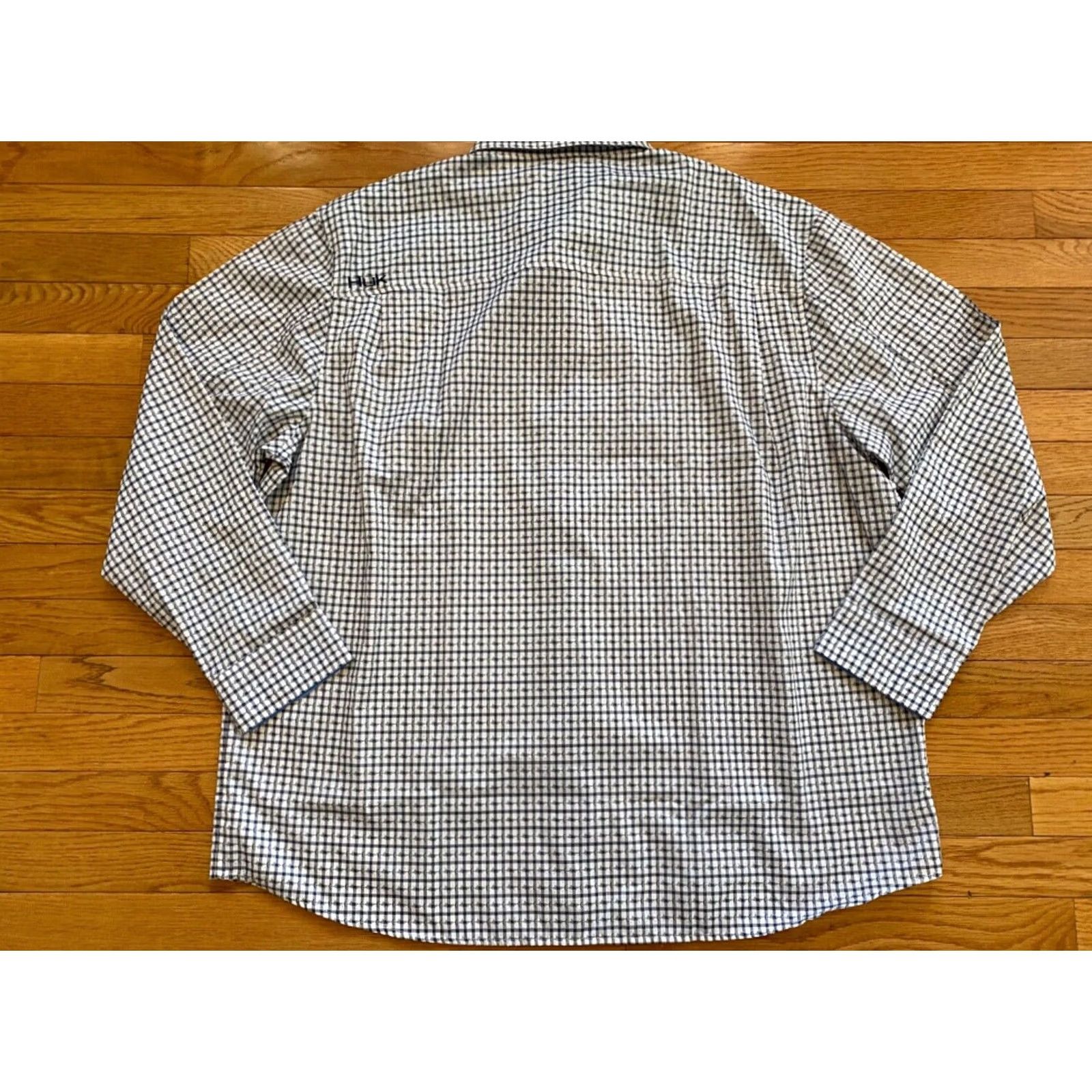 Vintage Huk Performance Fishing Long Sleeve Button Down - 2XL - White Black Size US XXL / EU 58 / 5 - 4 Thumbnail