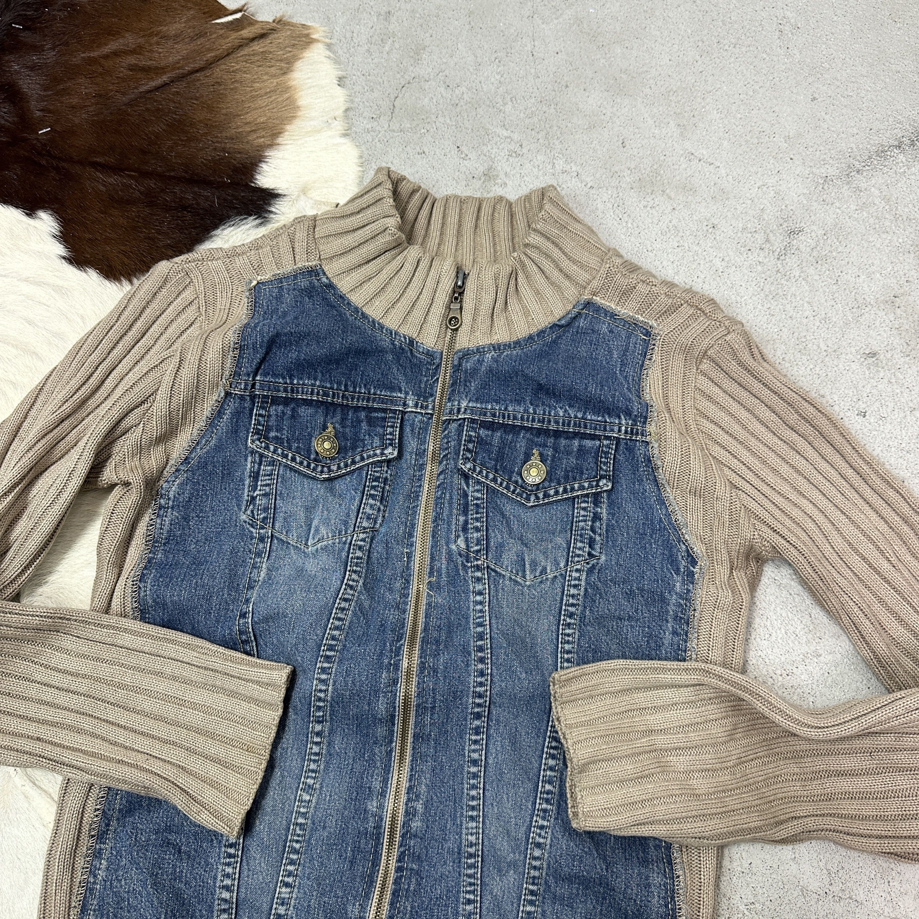 Vintage Vintage Avant Garde Hybrid Denim & Sweater Y2K Size M / US 6-8 / IT 42-44 - 3 Thumbnail