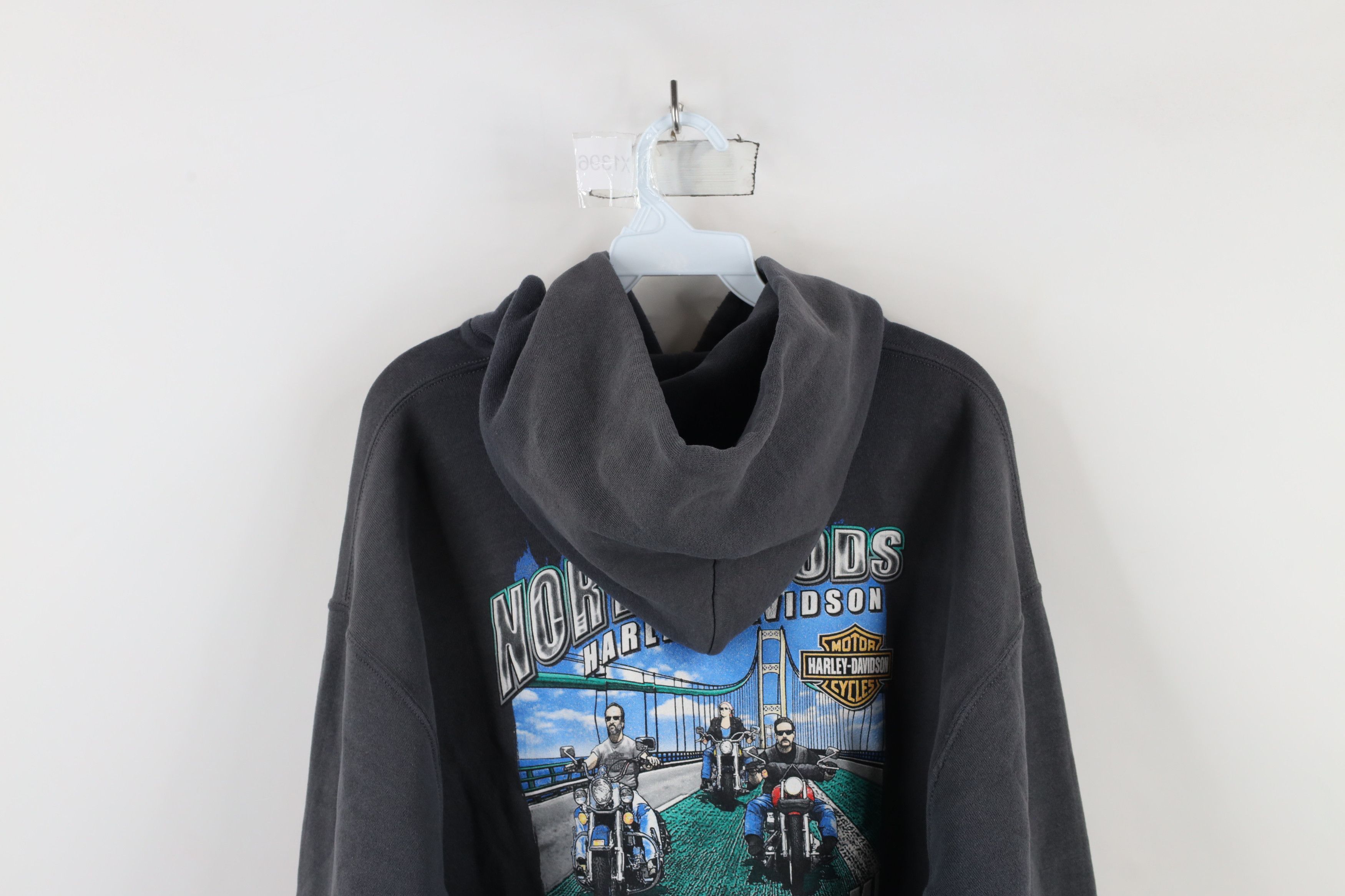 Harley Davidson × Vintage Vintage Y2K Harley Davidson Spell Out Hoodie Sweatshirt Gray Size US XL / EU 56 / 4 - 14 Thumbnail