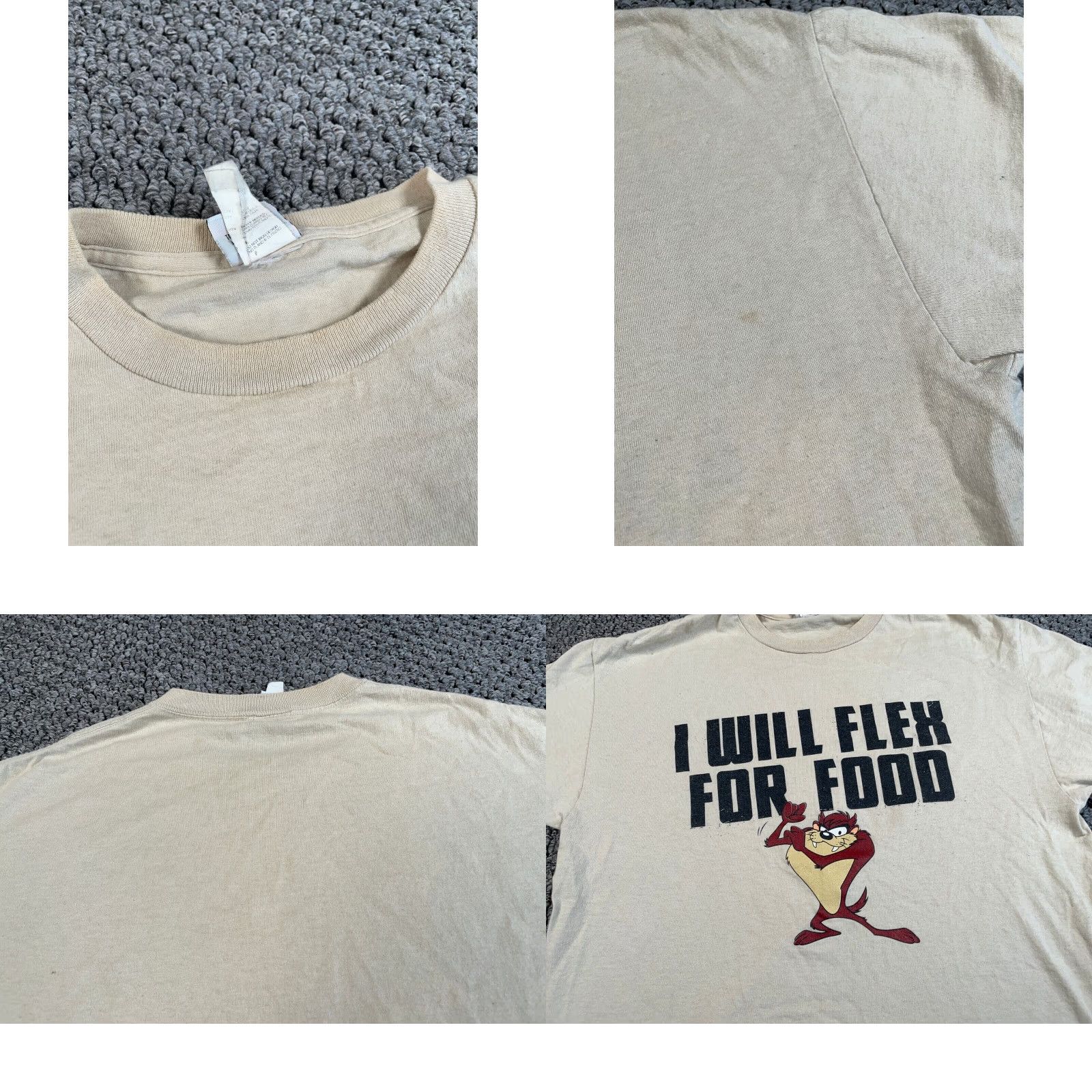Vintage VINTAGE Looney Tunes Tasmanian Devil T-Shirt Adult Large Beige Graphic Print Retro Mens Size US L / EU 52-54 / 3 - 8 Thumbnail