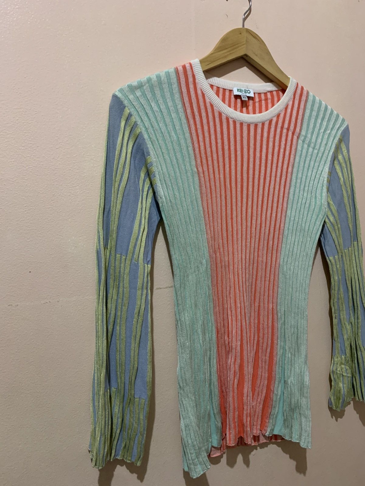 Kenzo Kenzo - Color Block - Ribbed Bell Sleeve - Sweater Size XS / US 0-2 / IT 36-38 - 8 Thumbnail