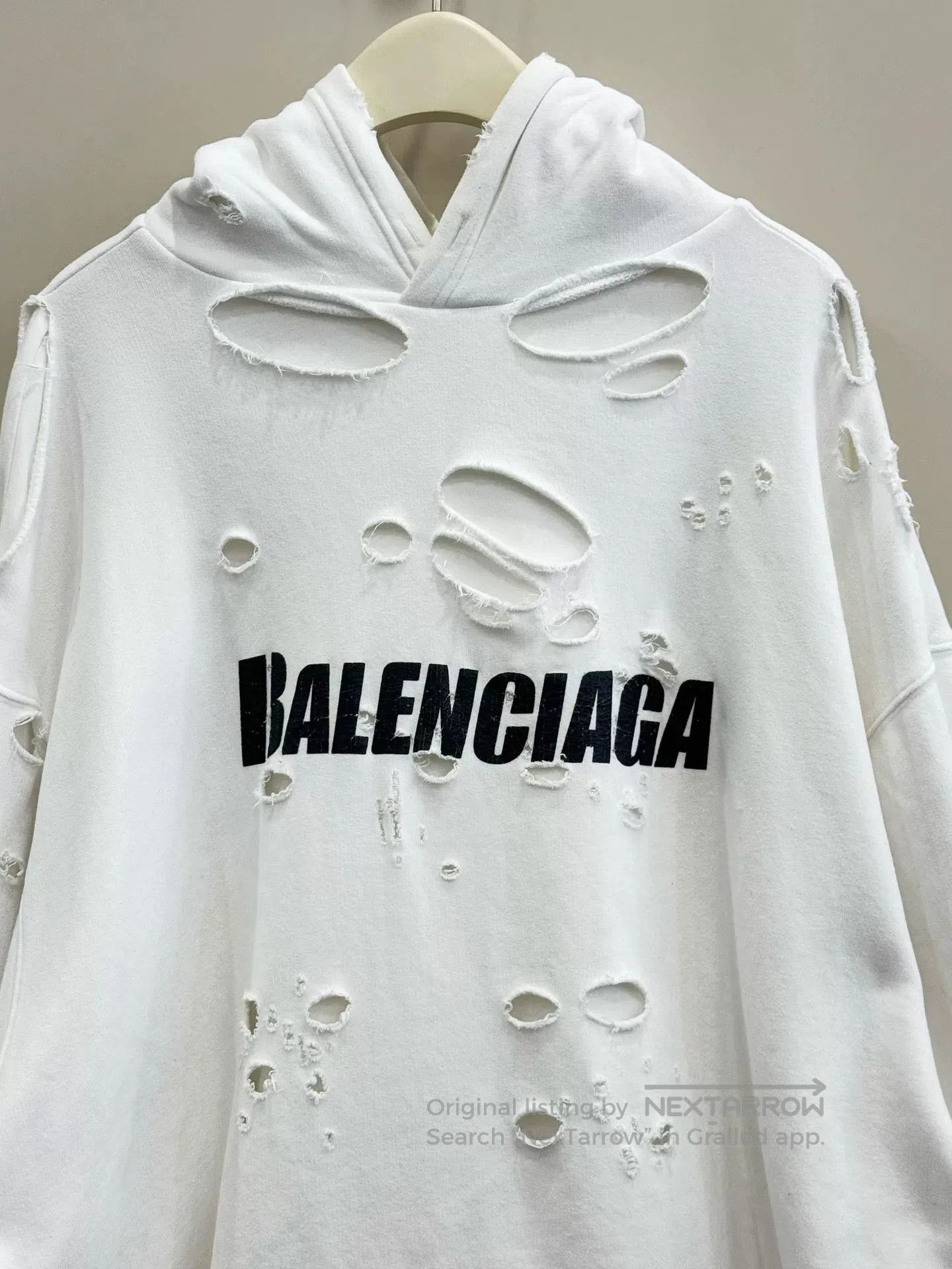 Balenciaga Distressed Graphic Hoodie Size XS.