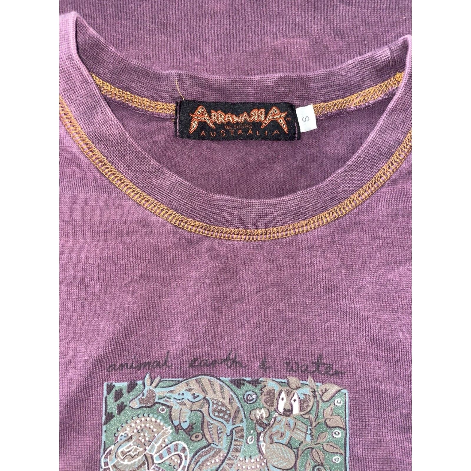 4SDESIGNS ArrawarrA Designs Australia Purple Graphic T-Shirt Mens S Size US S / EU 44-46 / 1 - 5 Thumbnail