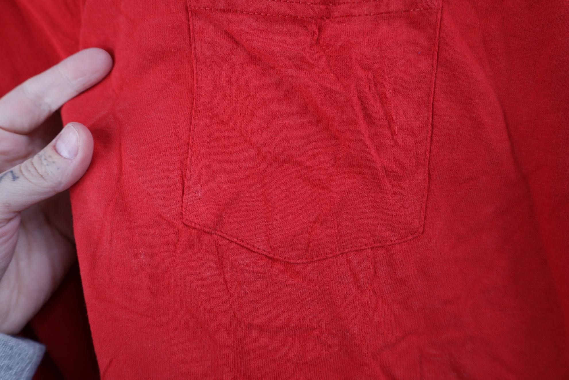 Hanes Vintage 90s Y2K Hanes Blank Cotton Pocket T-Shirt Red Size US XXL / EU 58 / 5 - 6 Thumbnail