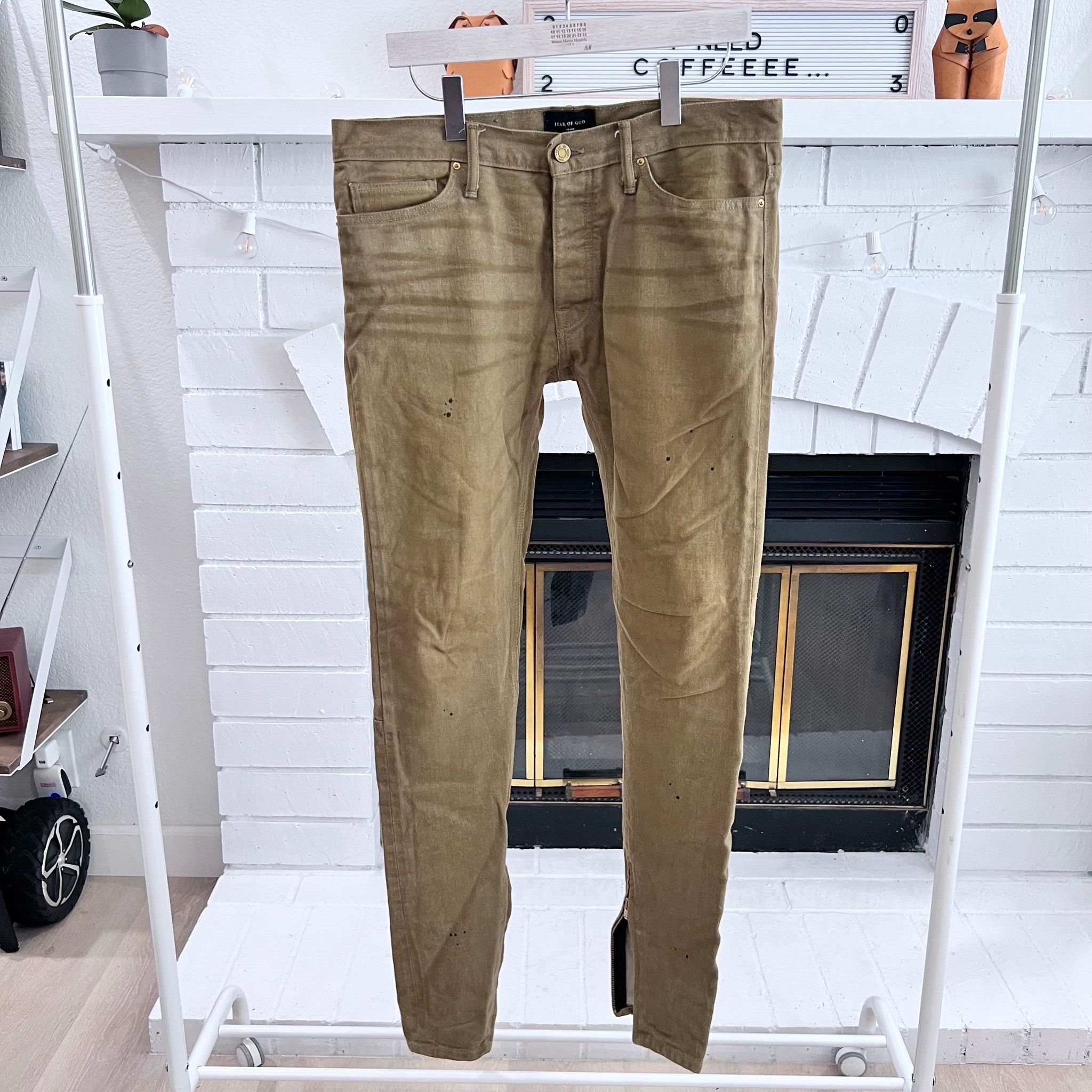 image of Fear Of God Khaki Selvedge Vintage Denim Jeans, Men's (Size 33)