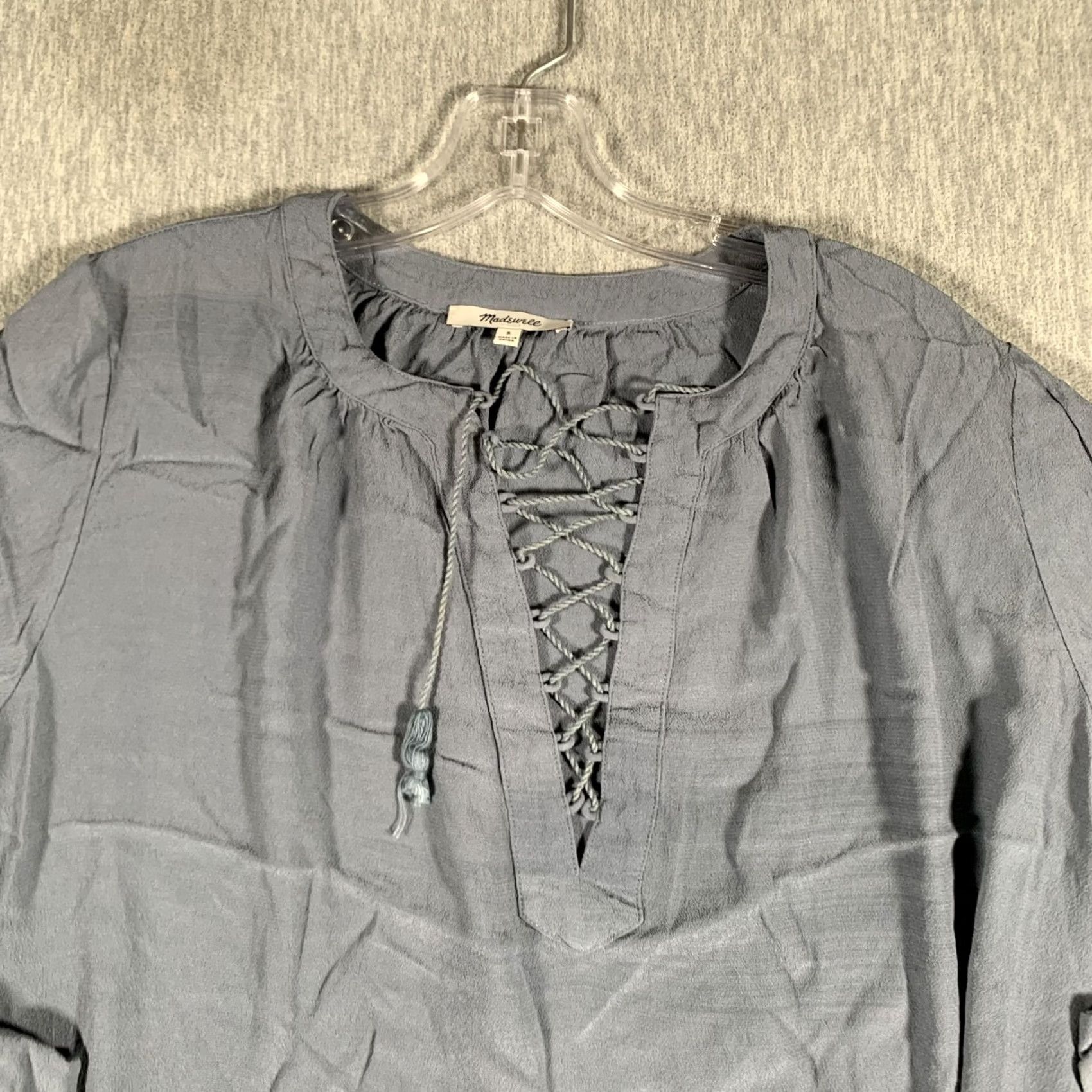 Madewell VINTAGE? Madewell Shirt Womens Small Blue Lace Up Peasant Boho Top 100% Viscose Size S / US 4 / IT 40 - 5 Thumbnail