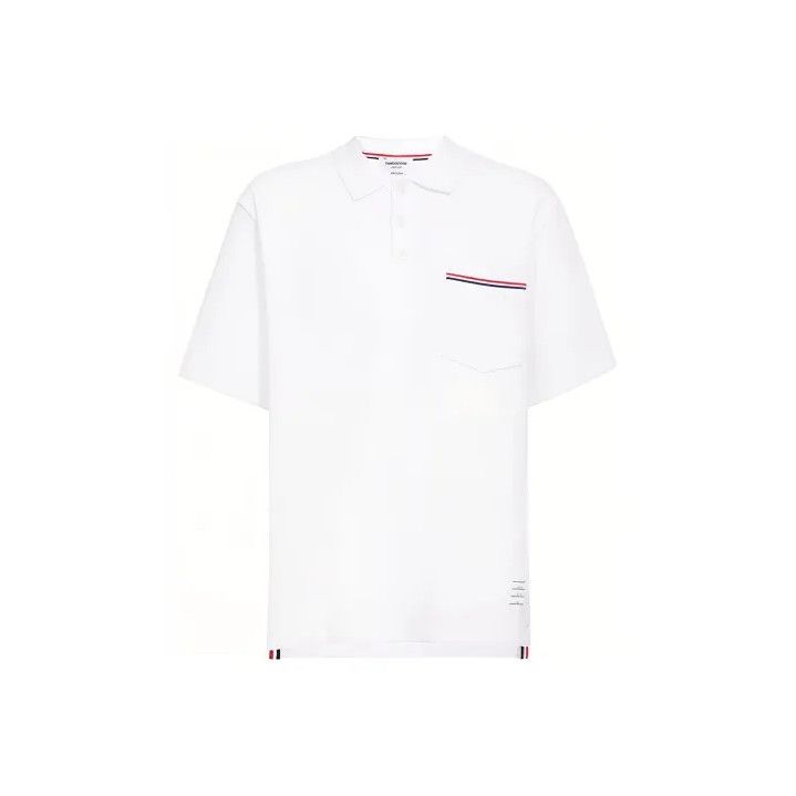 Thom Browne Thom Browne White Short Sleeve Polo Shirt Size US S / EU 44-46 / 1 - 1 Thumbnail