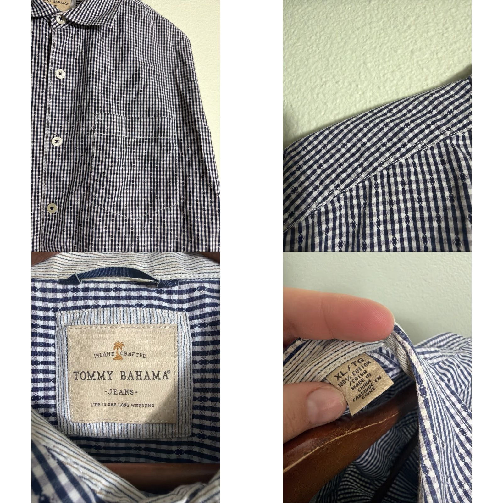 Tommy Bahama Tommy Bahama Button-Up Shirt XL Mens Striped Blue Gray Flip Cuff Size US XL / EU 56 / 4 - 8 Thumbnail