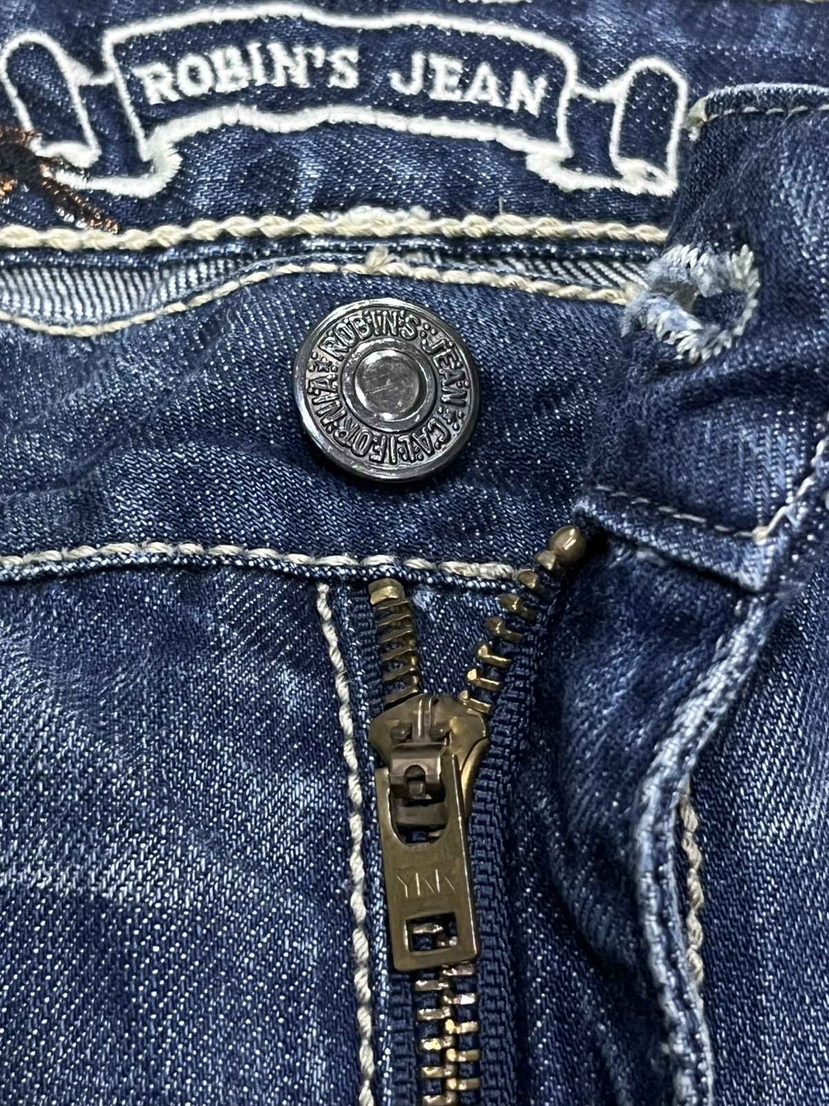 Asspizza × Robins Jeans 🔥Robin's Jean Studded Flap Distressed Denim USA Made (W33) Size US 33 - 9 Thumbnail