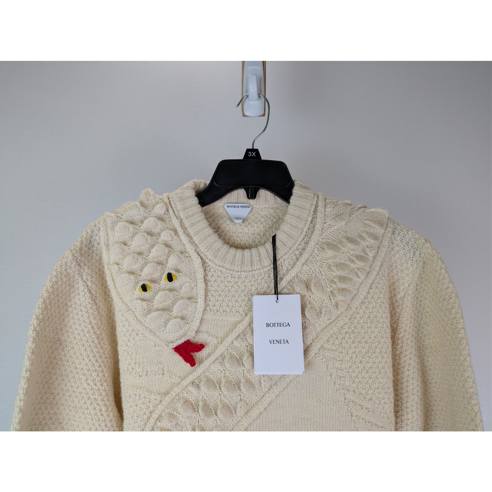 Bottega Veneta o1rshd1 Men Wear Wool Snake Knit Sweater in Dove Size US L / EU 52-54 / 3 - 2 Thumbnail