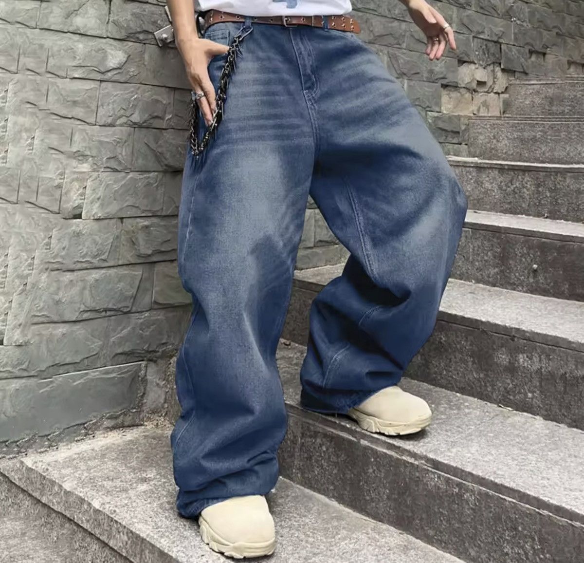VIBE Solid Color Simple Style Baggy Jeans Daily Size US 31 - 1 Thumbnail