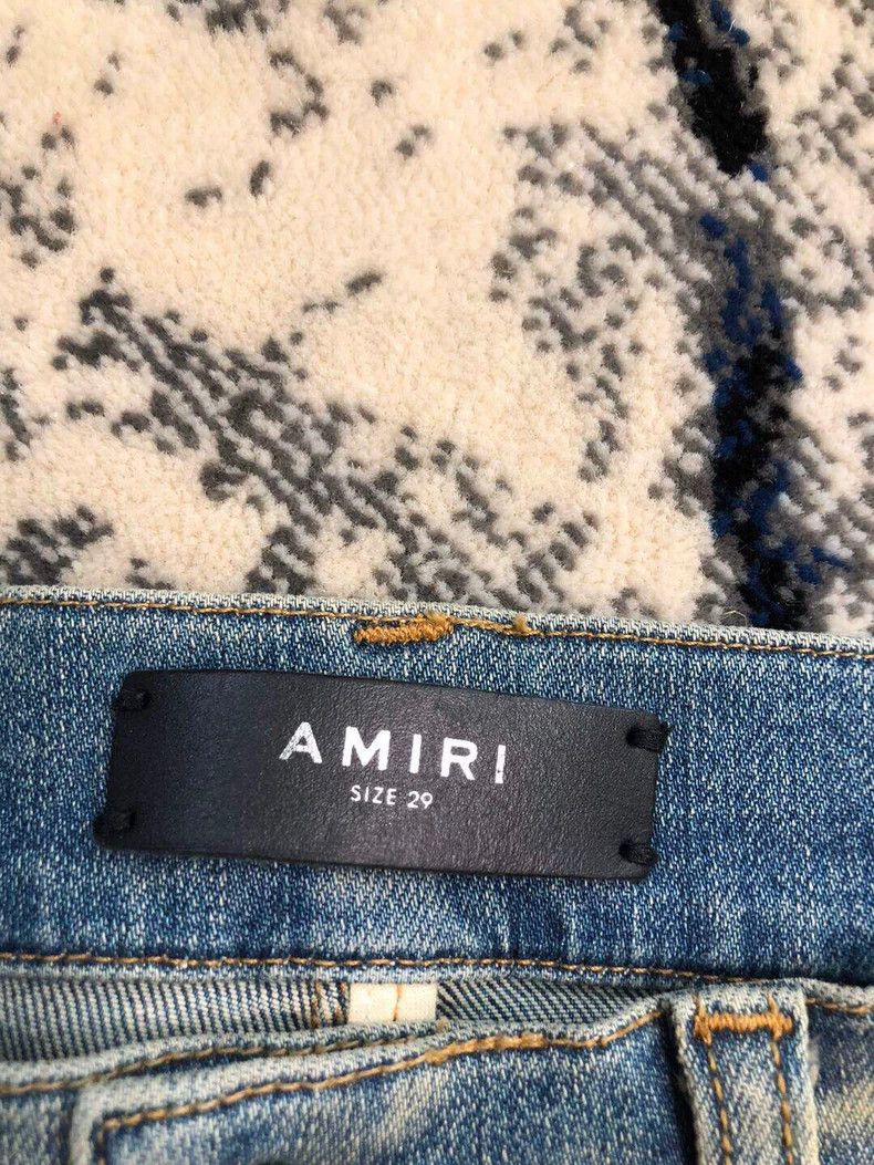 Amiri Amiri yellow mud splatter blue diamond denim pants Size US 29 - 3 Thumbnail