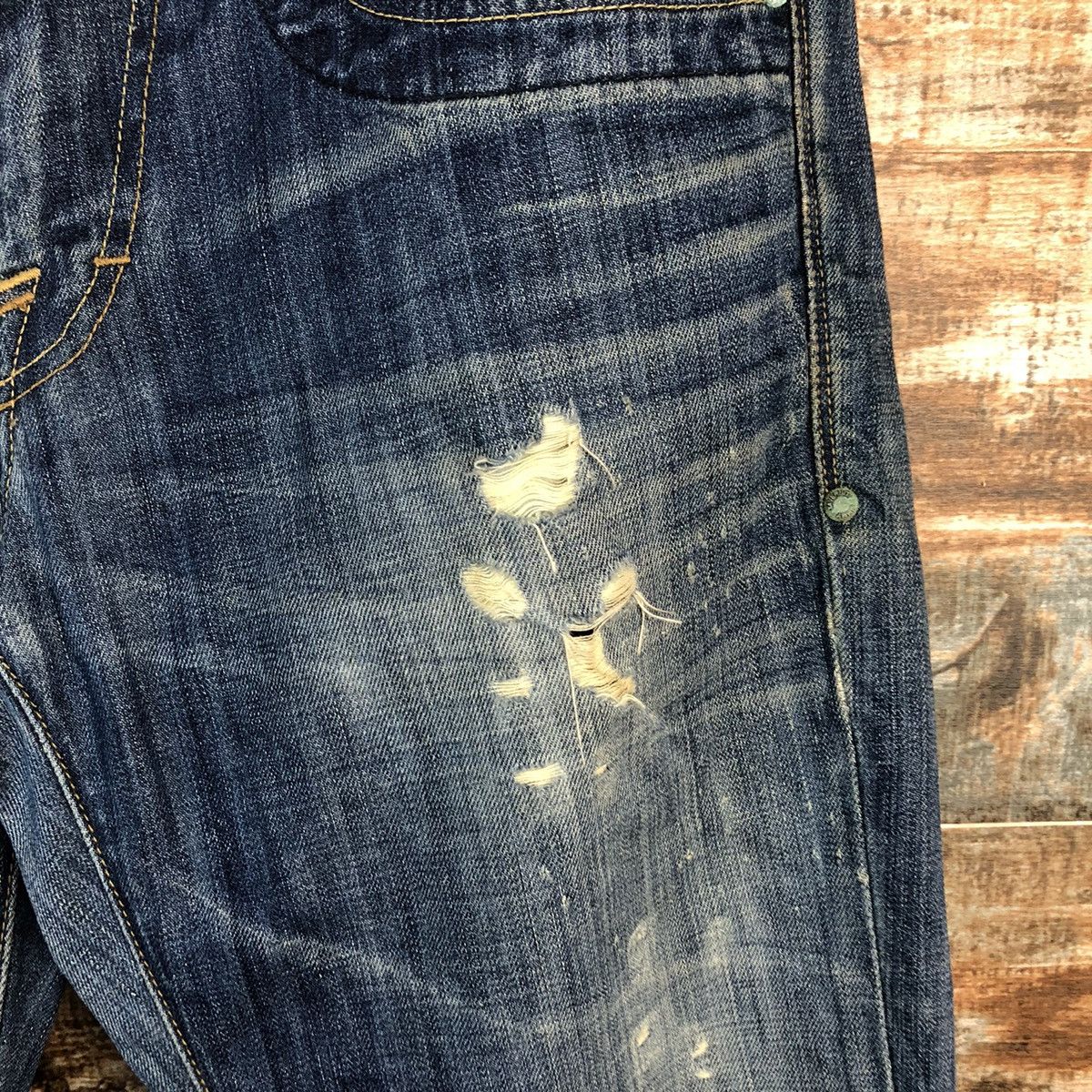 Jimmy Taverniti DLL Jimmy Taverniti Blue Distressed Denim Pants #C135 Size US 31 - 10 Thumbnail