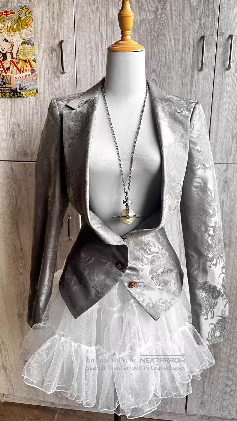 Vivienne Westwood Vivienne Westwood Silver Jacquard Blazer Size M / US 6-8 / IT 42-44 - 1 Thumbnail