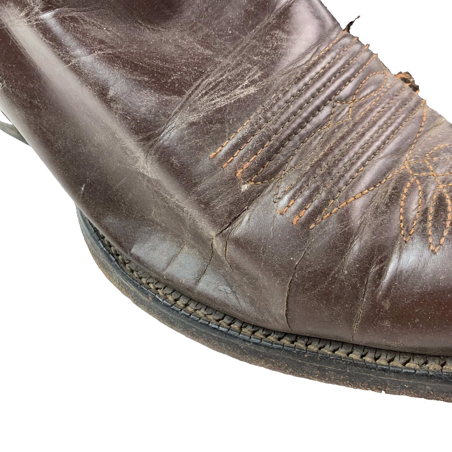 Tony Lama VINTAGE Tony Lama Boots Mens US 10 Cats Paw Dark Brown Leather Zipper Cowboy Western Shoes Mens Size US 10 / EU 43 - 3 Thumbnail
