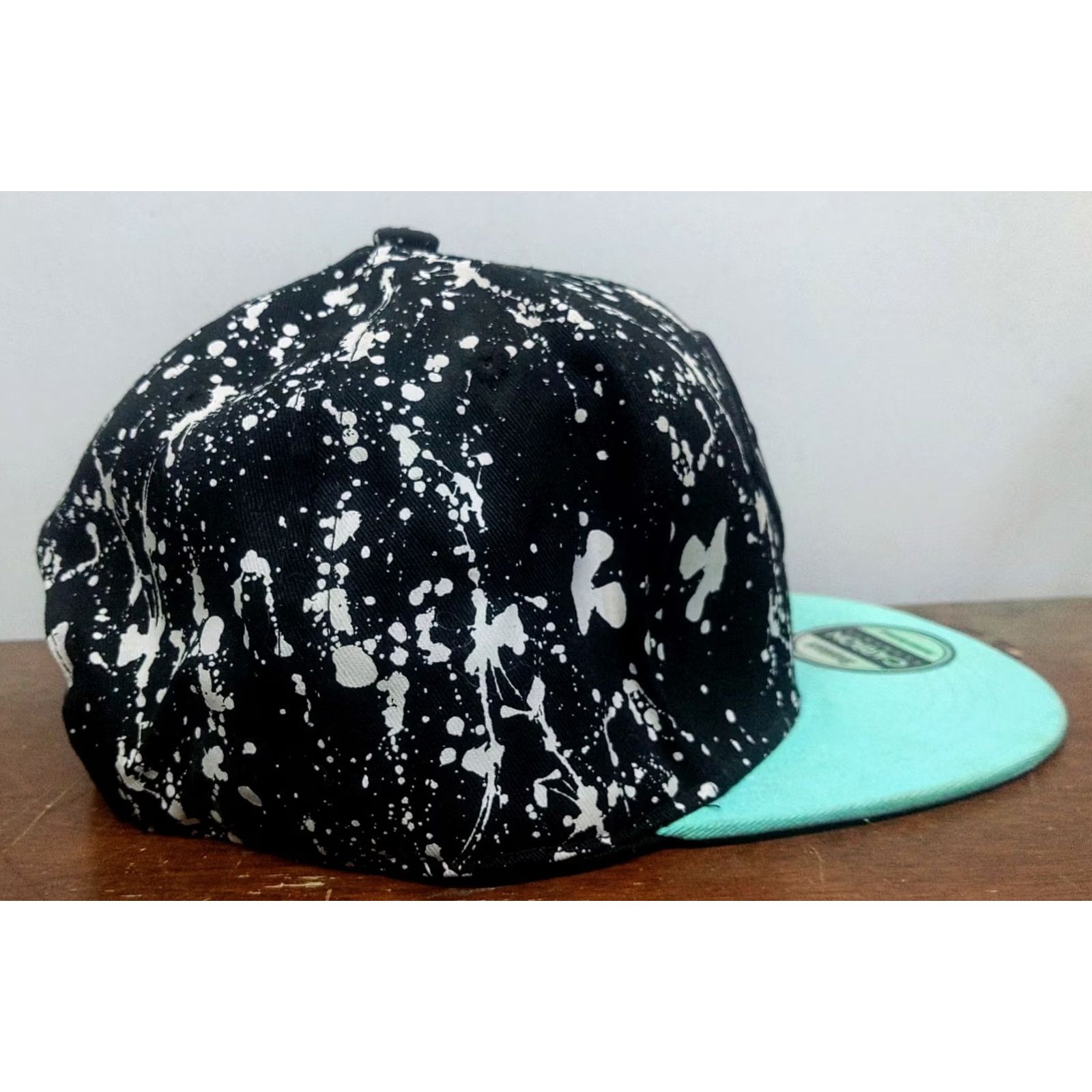 Carbon Diamond Carbon Elements Paint Splatter Snapback Hat Cap Black Turquoise, Carbon, Unisex Adult, Adjustable, Cotton Canvas, Casual Hat Size ONE SIZE - 4 Thumbnail