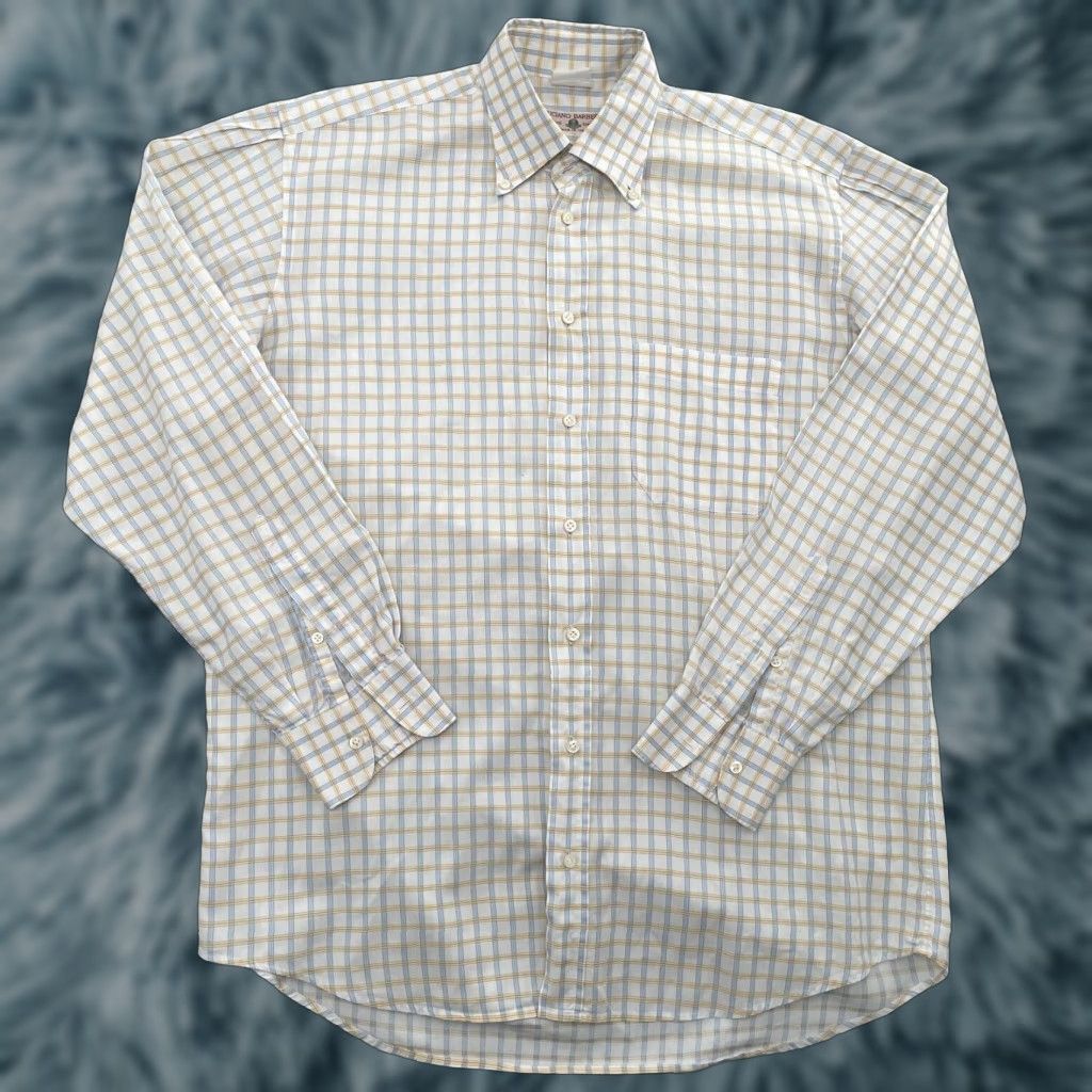 Vintage VINTAGE Luciano Barbera Shirt Adult Large Long Sleeve Button-Up Check Casual Mens L White Blue Yellow Size US L / EU 52-54 / 3 - 1 Thumbnail