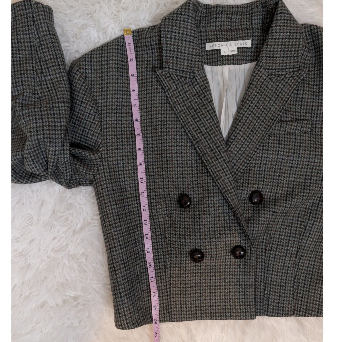 Veronica Beard Veronica Beard Sybille Cropped Houndstooth Wool Blend Blazer Size M / US 6-8 / IT 42-44 - 11 Thumbnail