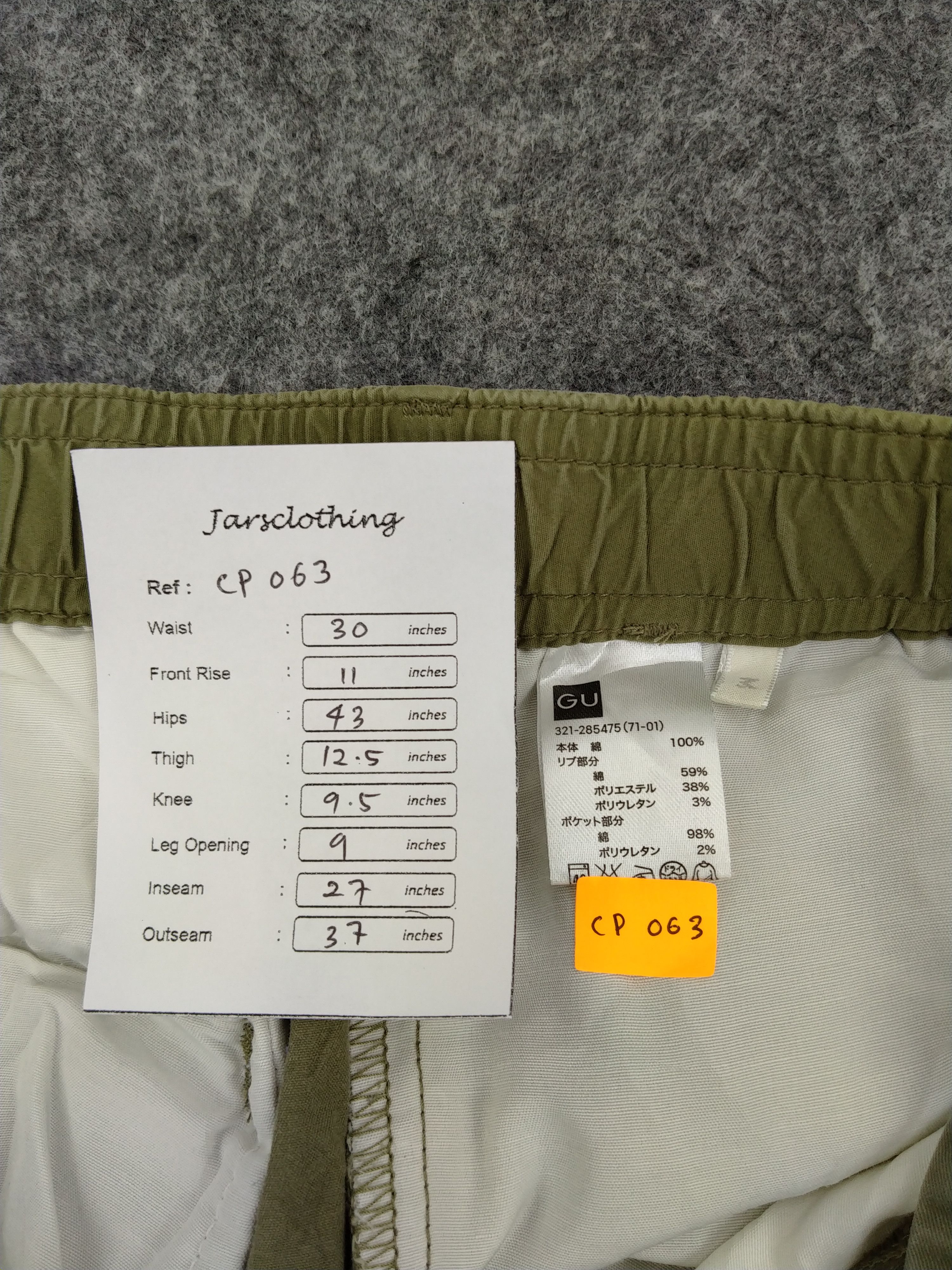 GU Elastic/Drawstring Waist Japanese Brand Cargo Pants -CP063 Size US 30 / EU 46 - 7 Thumbnail