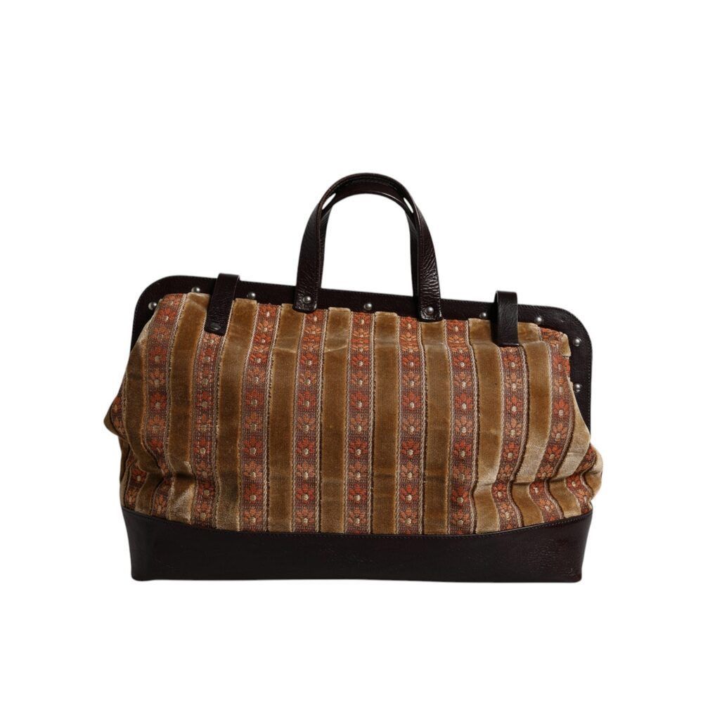 Dolce & Gabbana Dolce & Gabbana Beige Maroon Velvet Leather Jacquard Travel Size ONE SIZE - 1 Thumbnail
