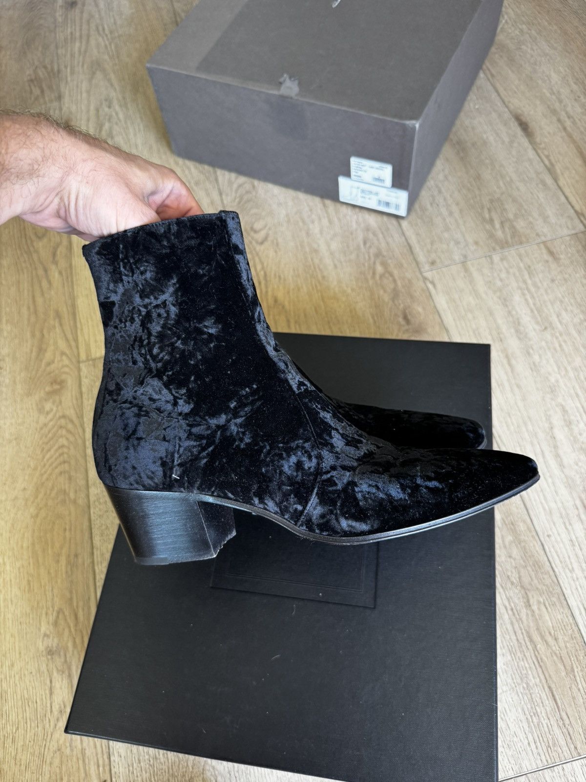 Saint Laurent Paris Vasssili 60 Velour Boots Size US 7 / EU 40 - 1 Thumbnail