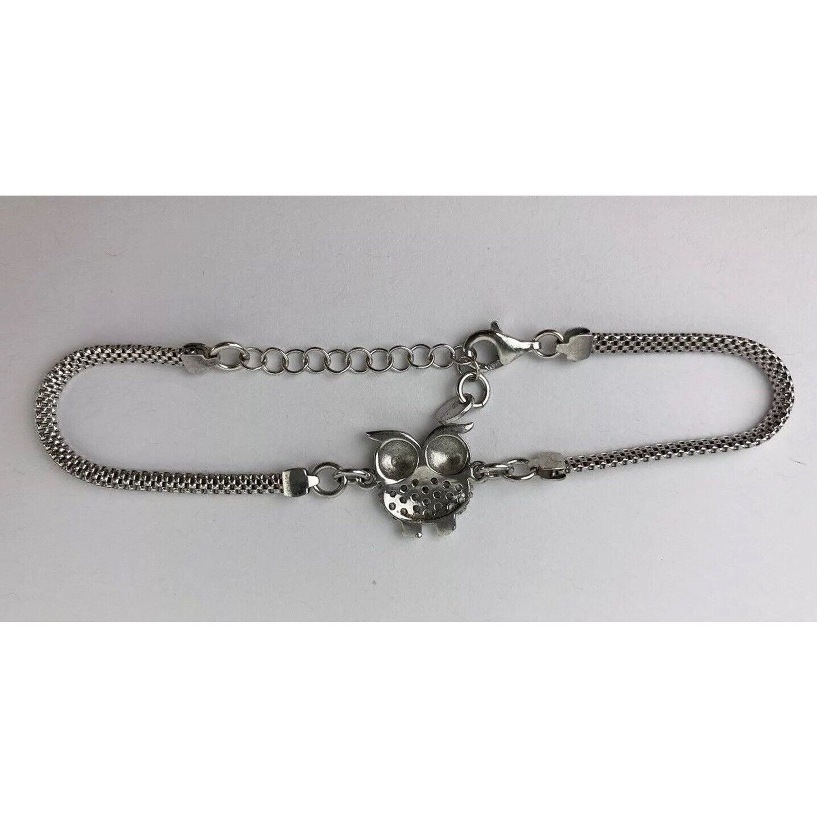 Other 925 Sterling Silver Wise Owl Bird Bracelet 7”-8” Italy Mesh Size ONE SIZE - 2 Thumbnail