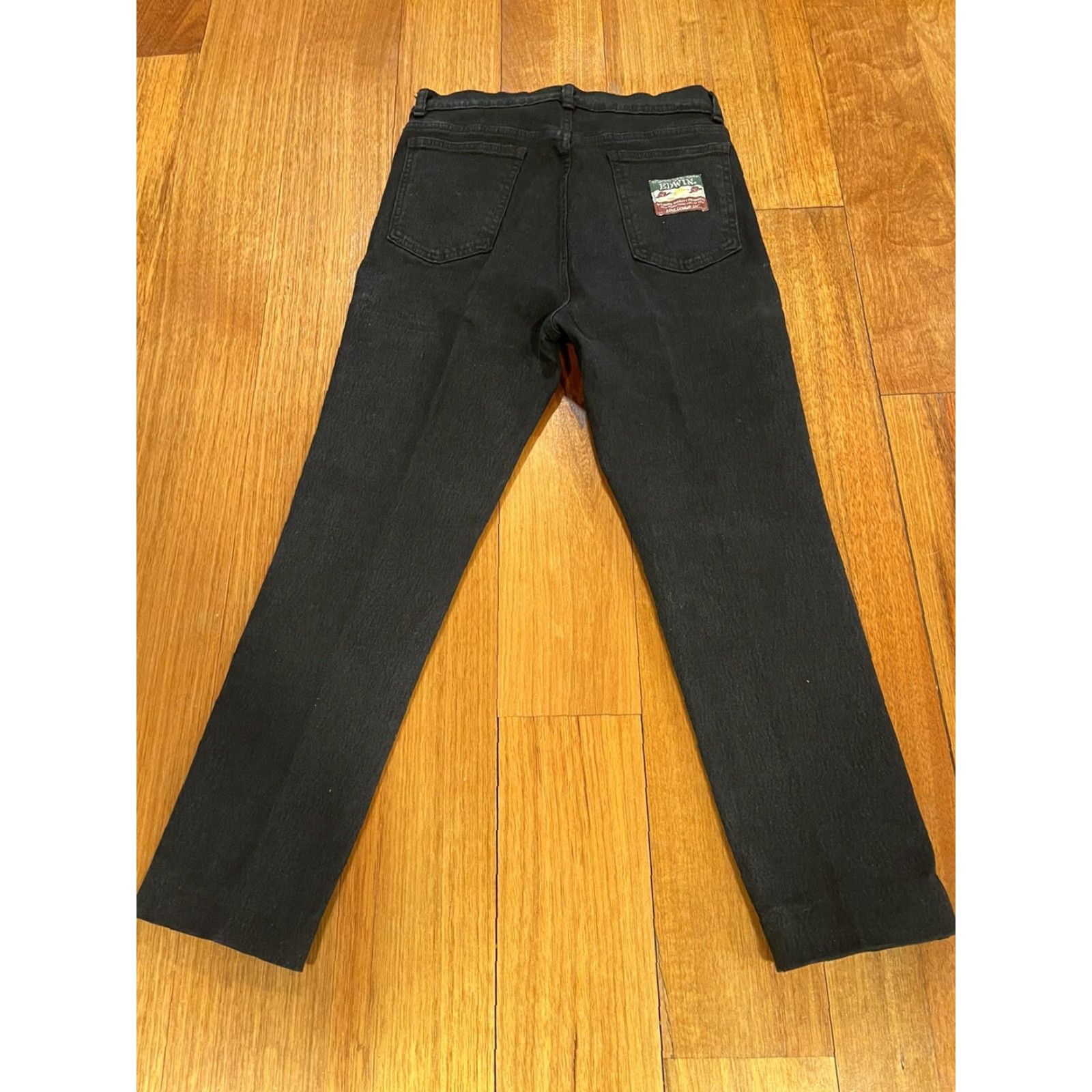 Edwin EDWIN Denim Men’s Japan Super Fit Stretch Jeans W33-34 L32 Regular Slim Straight 5-Pocket Black Vintage No 9980-01 Mens Size US 31 - 3 Thumbnail