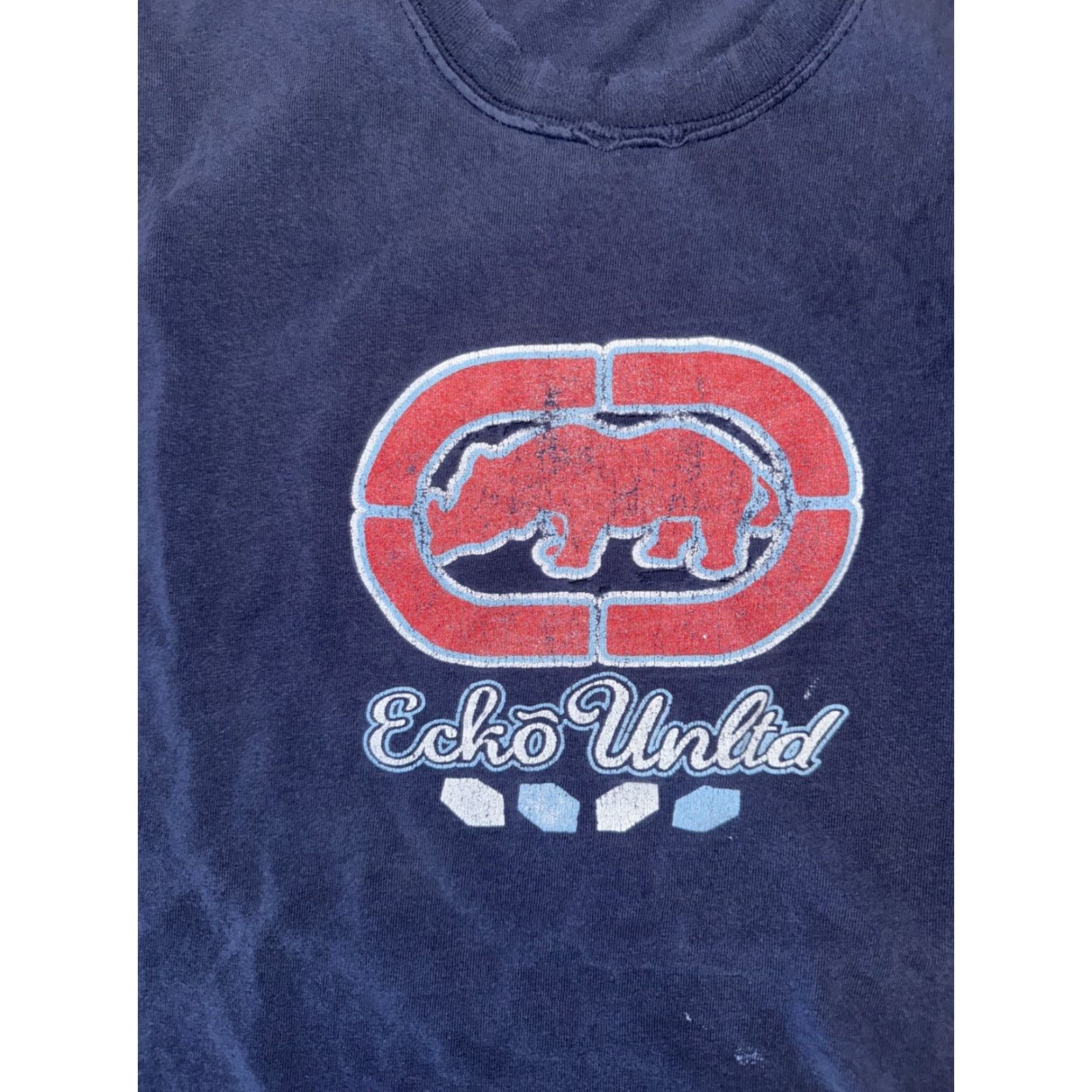 Ecko Unltd. VINTAGE Ecko Unltd. T-Shirt 2XL Navy Blue Distressed Men Shirt 90s Hip Hop Women Mens Size US XXL / EU 58 / 5 - 2 Thumbnail