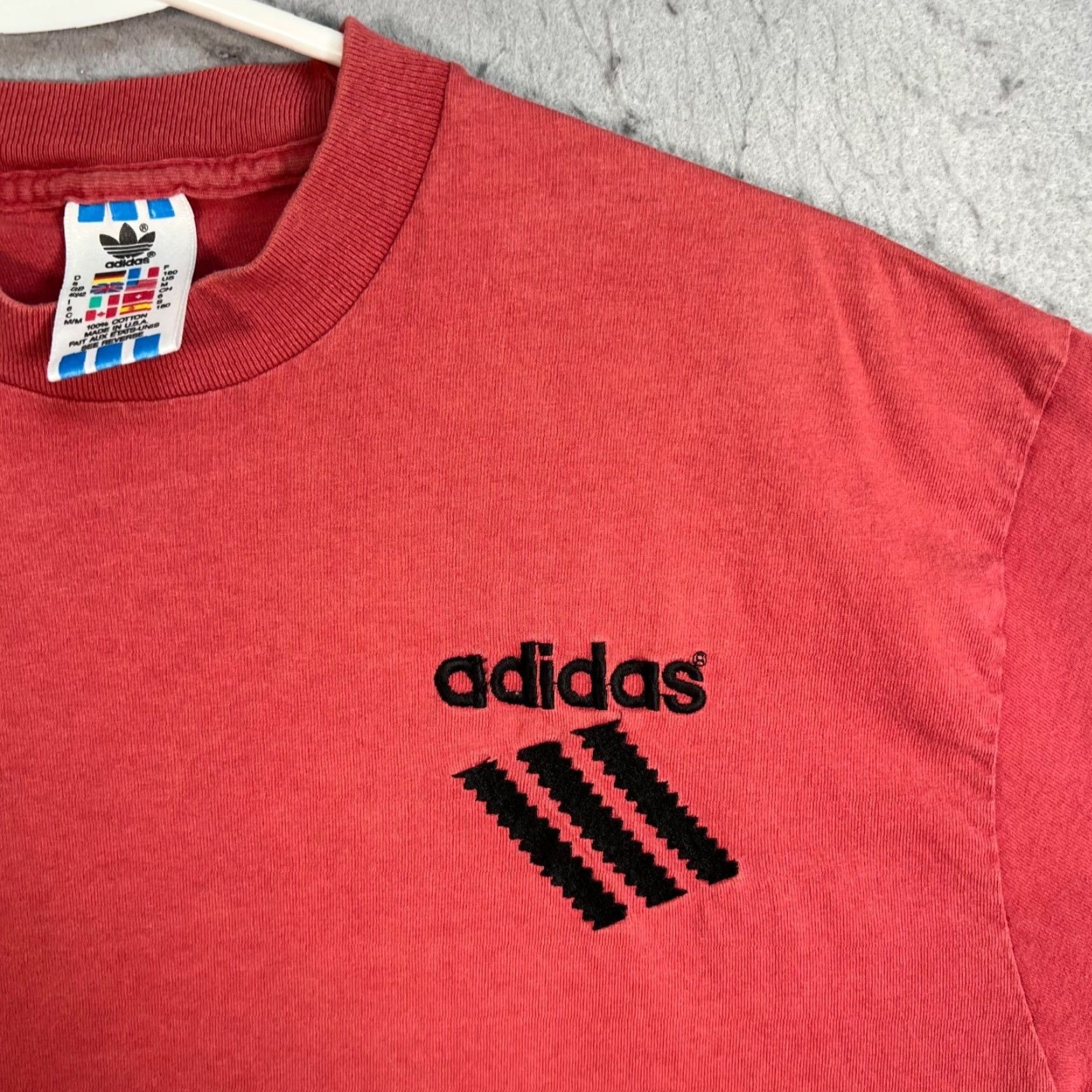 Adidas VINTAGE adidas Red T-Shirt Mens Medium 100% Cotton Made In USA USA 90s Trefoil Shirt Body Mens (Adult) Size US M / EU 48-50 / 2 - 4 Thumbnail