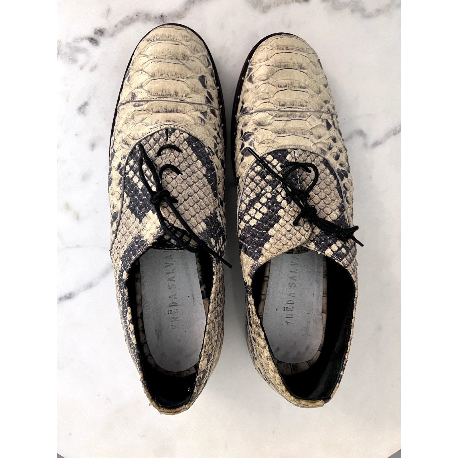 FREDA SALVADOR Freda Salvador "WISH" Lace-up Oxford Snake-embossed Leather Size US 7 / IT 37 - 2 Thumbnail