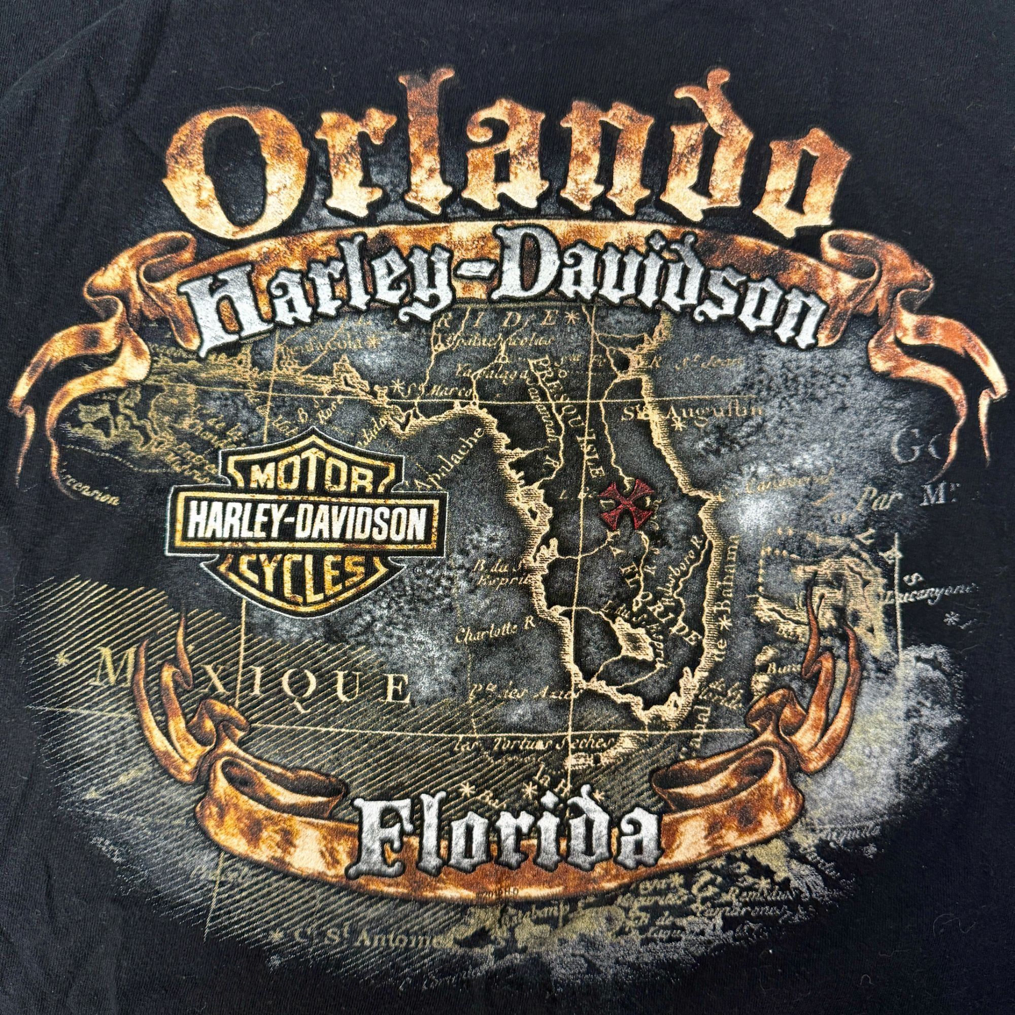 Harley Davidson Motorcycle ORLANDO Florida PIRATE Skull & Swords Biker Shirt Size US XL / EU 56 / 4 - 2 Thumbnail