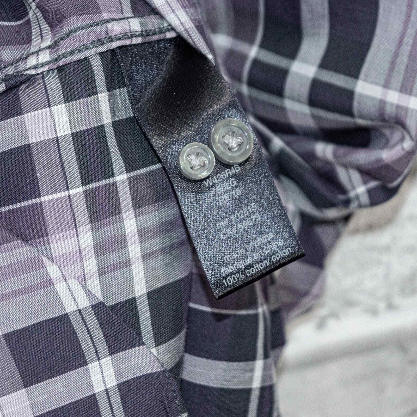John Varvatos John Varvatos Peace Logo Button down Shirt Purple Gray Plaid Size US M / EU 48-50 / 2 - 7 Thumbnail