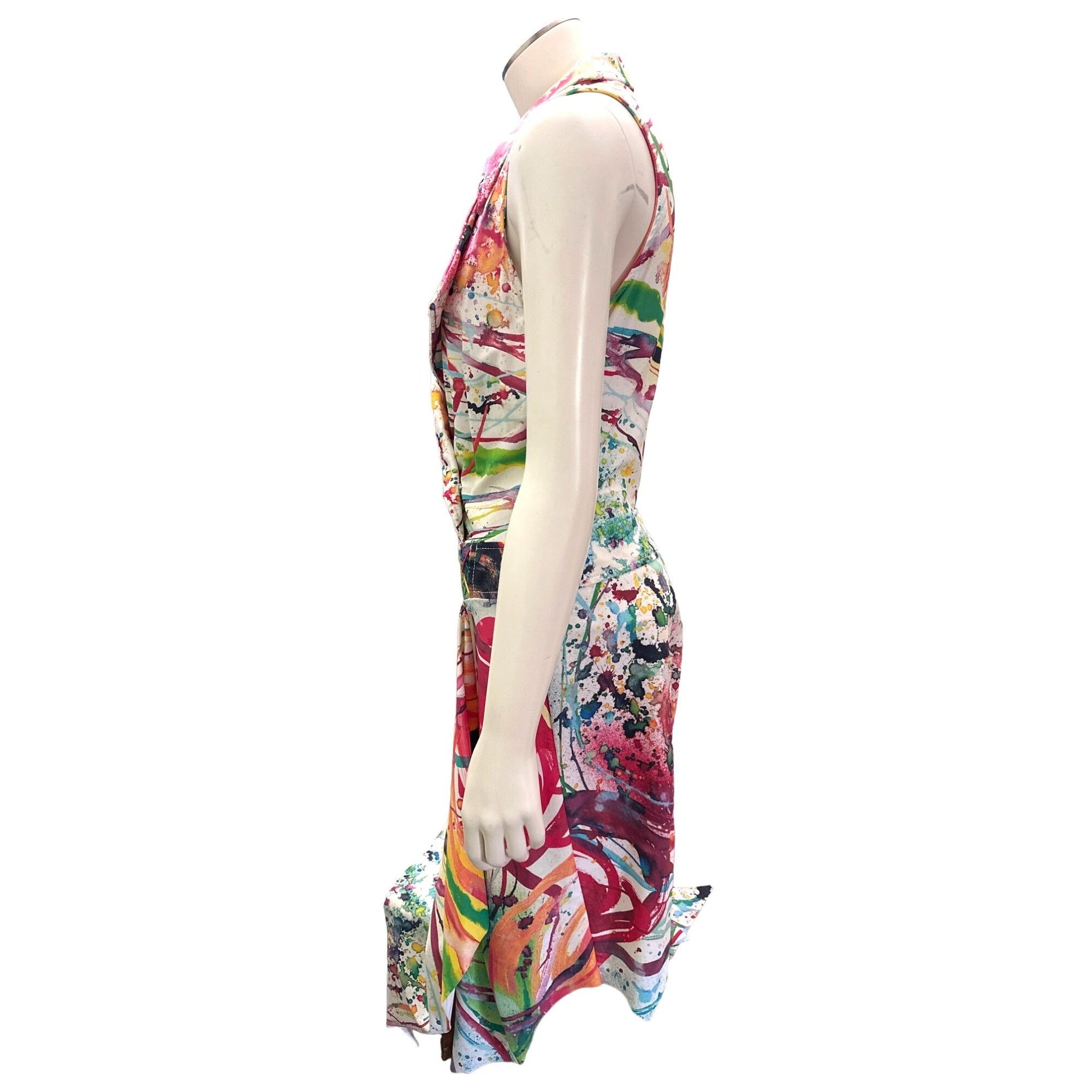 Other Albert Makali Multicolor Tie Dye Dacron Asymmetrical Hem Sle Size M / US 6-8 / IT 42-44 - 3 Thumbnail