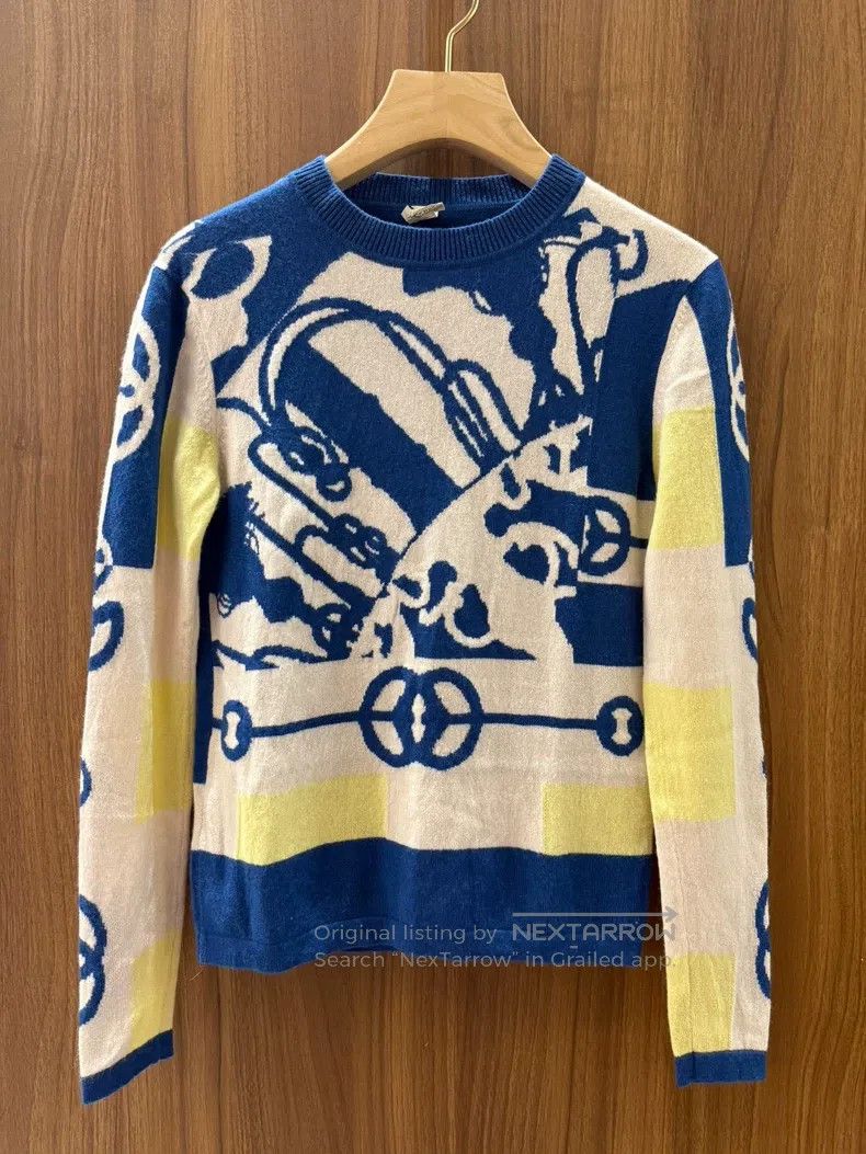 Hermes Hermes Blue chain pattern cashmere sweater Size XS / US 0-2 / IT 36-38 - 1 Thumbnail