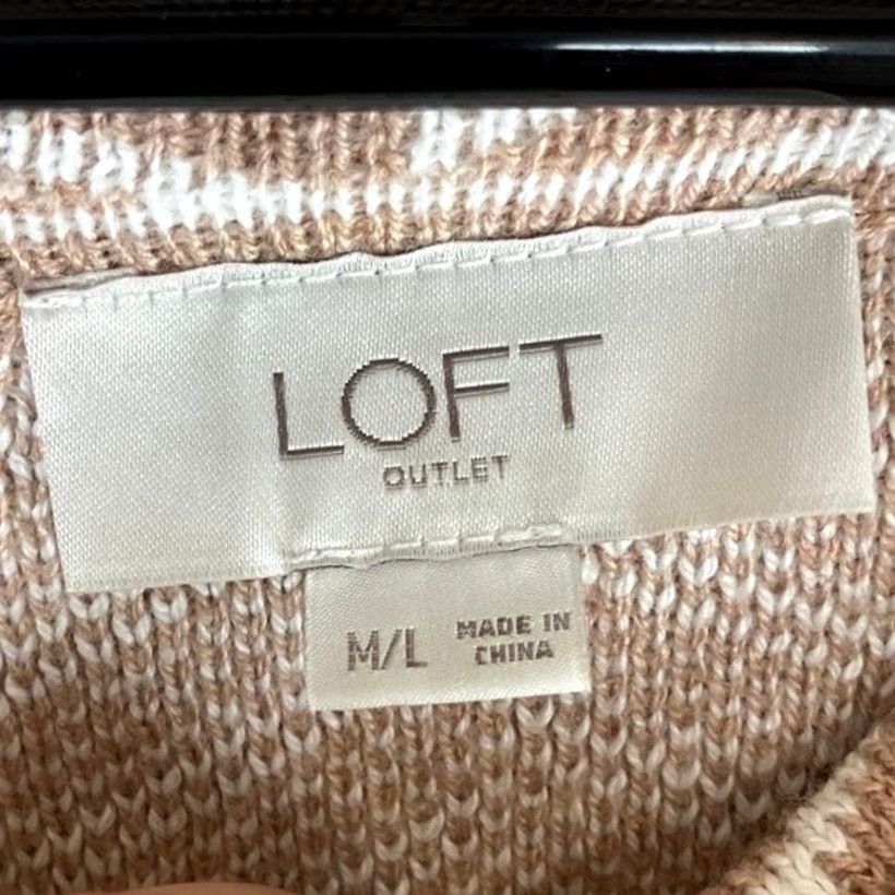 Loft LOFT Outlet Womens Sweater Beige Cream Chevron Poncho Cowl Neck M/L Pullover Knitted Size M / US 6-8 / IT 42-44 - 6 Thumbnail