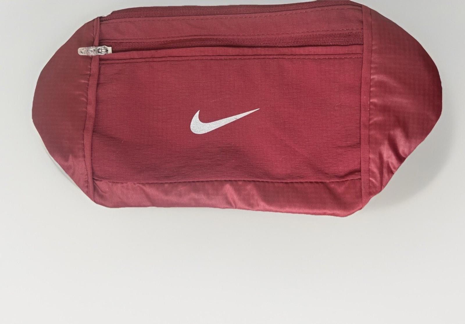 Nike Nike Running Waist Pack Bag Belt Pockets Unisex Maroon Red Size ONE SIZE - 1 Thumbnail