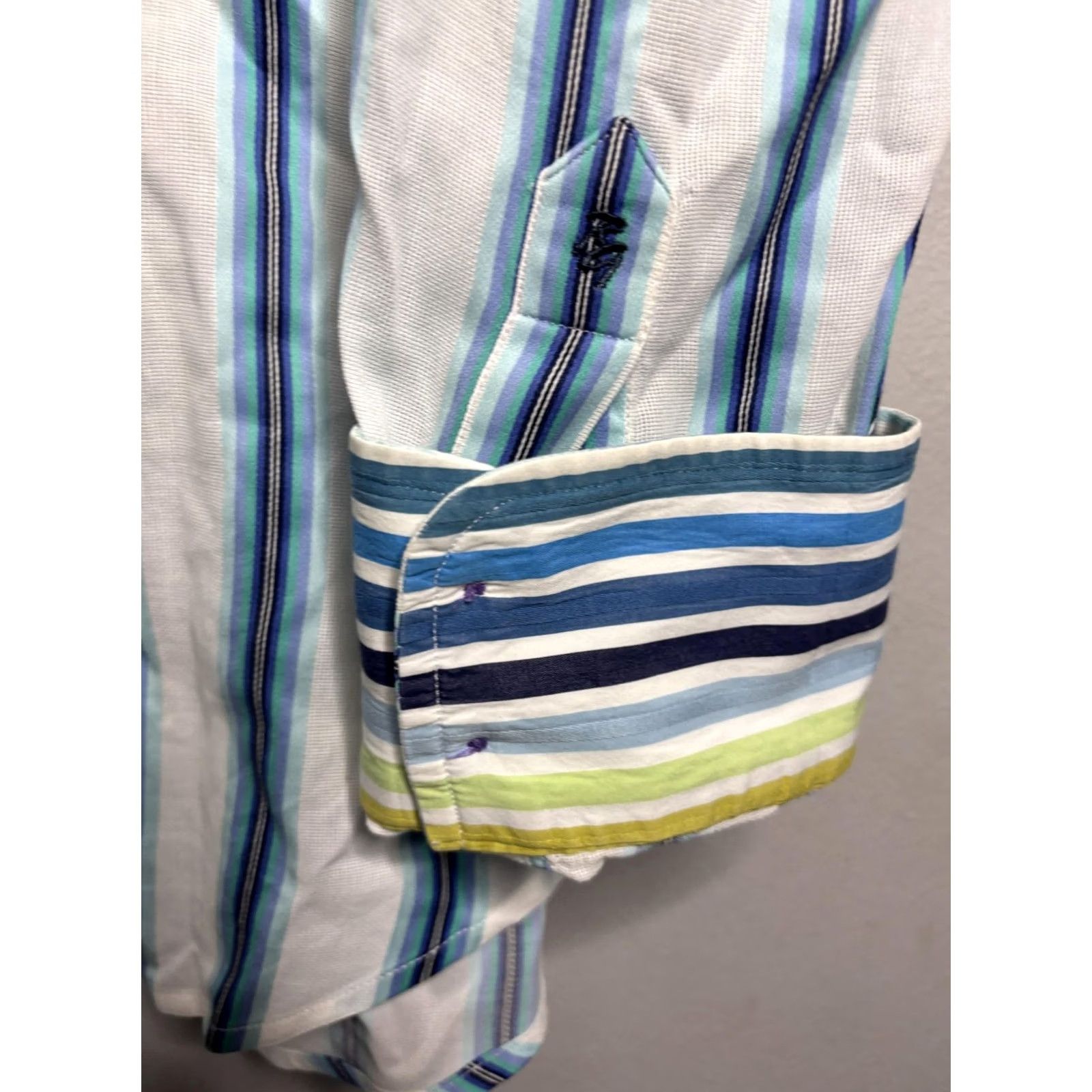 Robert Graham Robert Graham Shirt Mens Large Blue White Striped Button Up Long Sleeve Classic Size US L / EU 52-54 / 3 - 2 Thumbnail