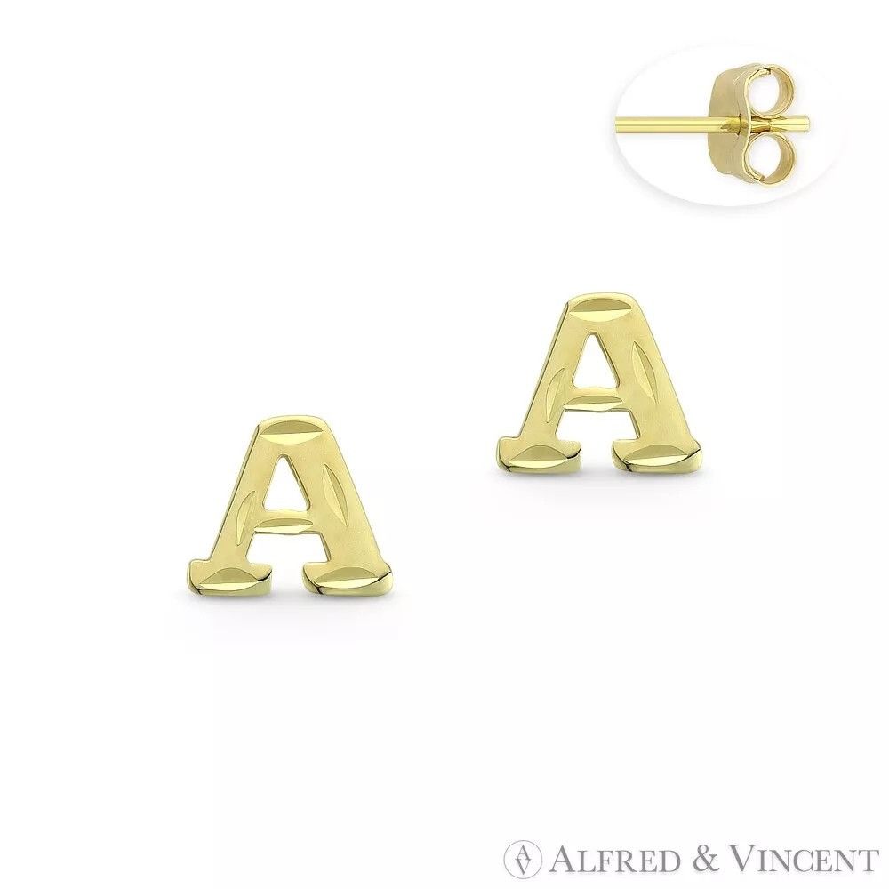 Other Initial Letter "A" Stud Earrings with Push-Back Posts Size ONE SIZE - 1 Preview