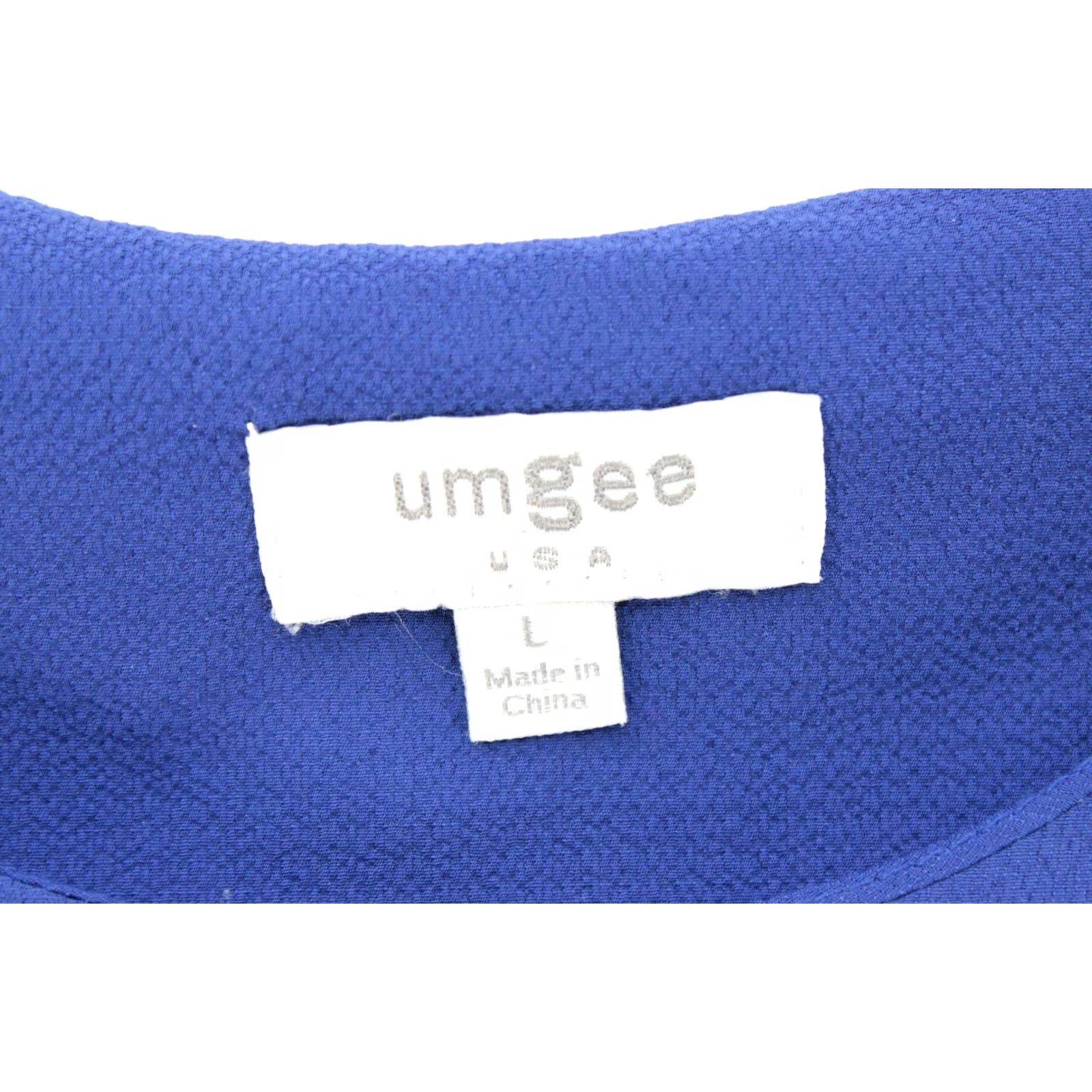 Vintage UMGEE Top Womens Large Blue Ruffled Cold Shoulder Short Sleeve Boho Peasant Shirt Blouse Size L / US 10 / IT 46 - 4 Thumbnail