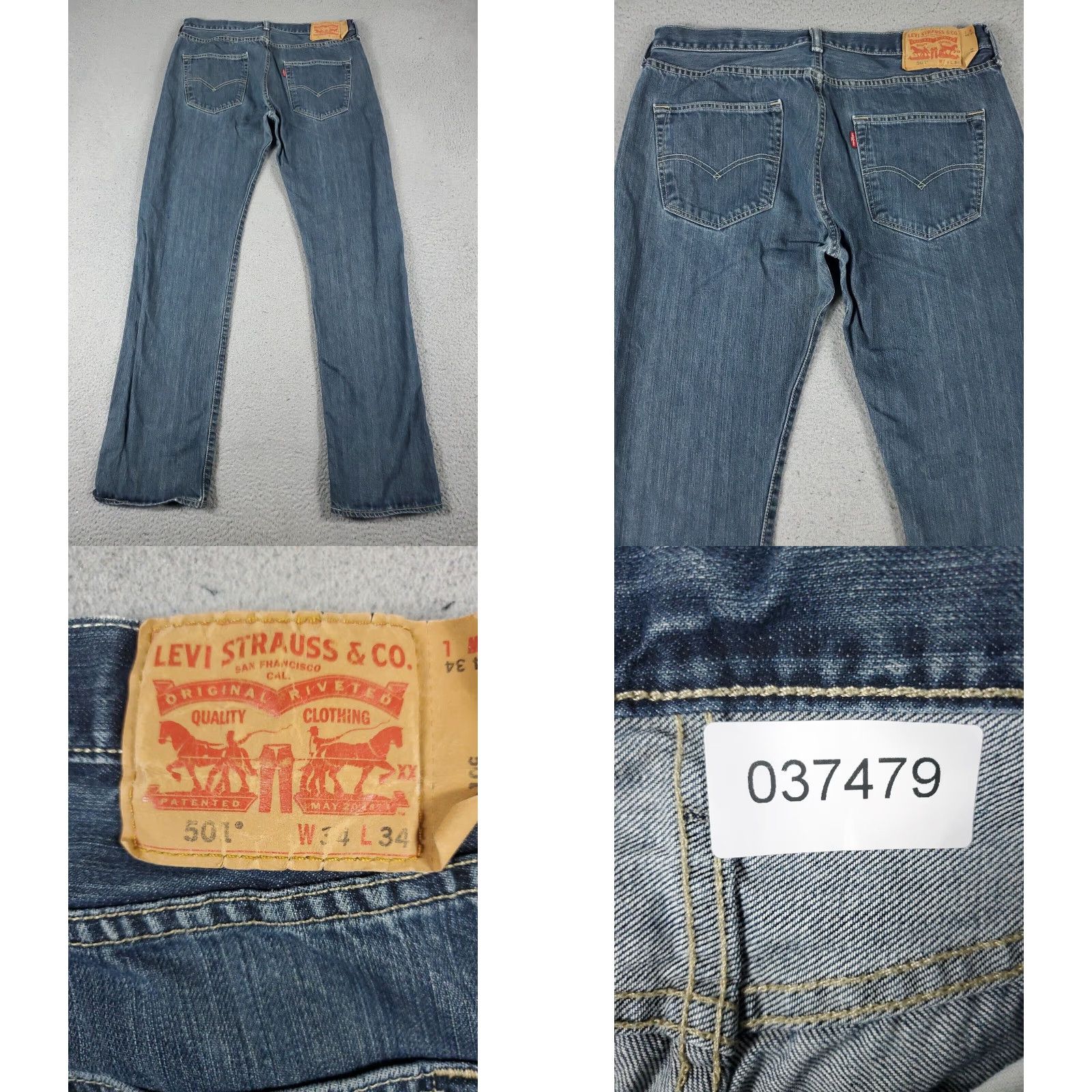 Levi's Levis 501 Jeans Mens Straight Leg Blue Size 34x34 Cotton Denim Pants Size US 34 / EU 50 - 8 Thumbnail