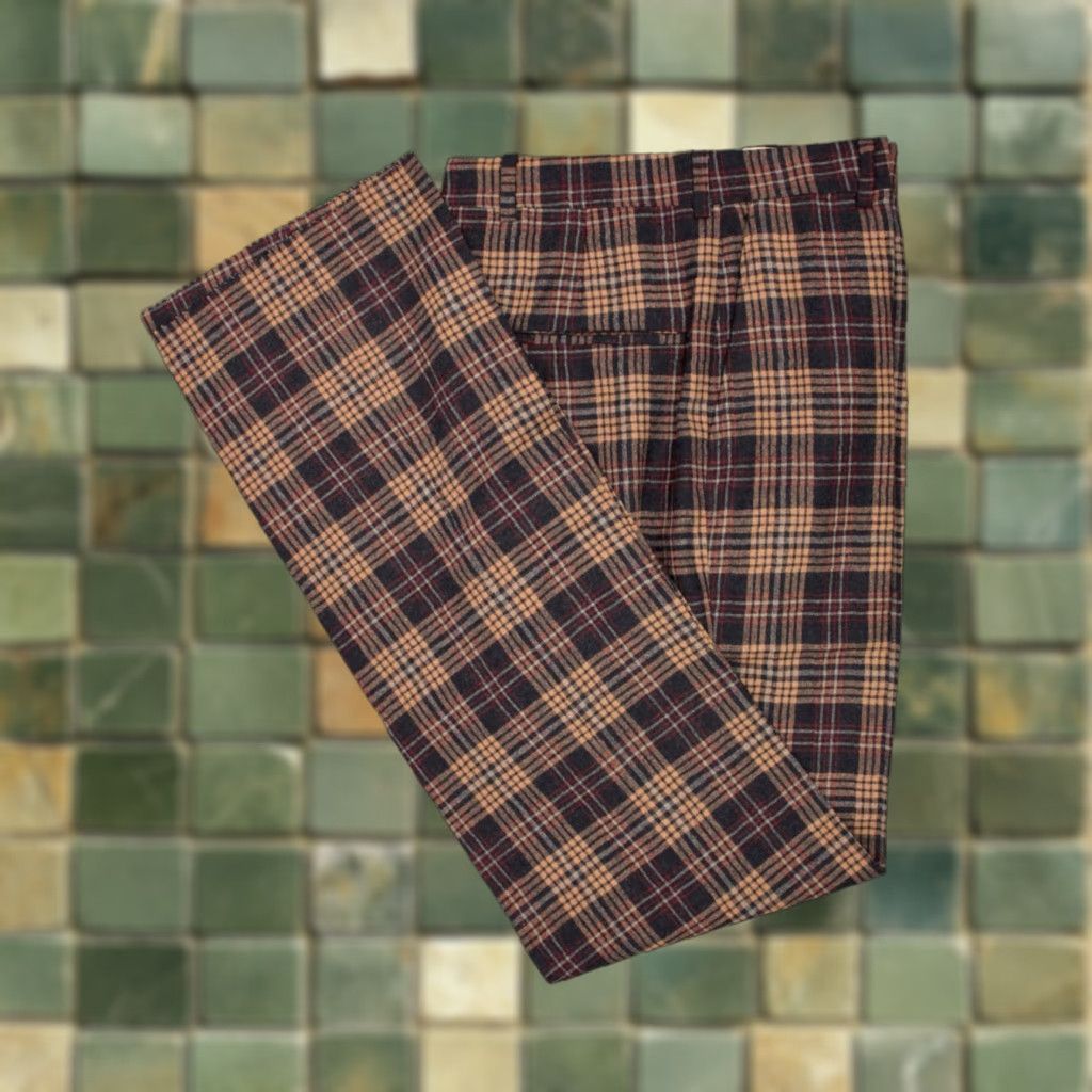 Vintage VINTAGE Men's VTG 1970s NOS Blue & Beige Plaid Pants Sz 30 70s Polyester Wool Disco Golf Pants Mens Regular 30 Blue 1970s Look Disco Size US 30 / EU 46 - 1 Thumbnail