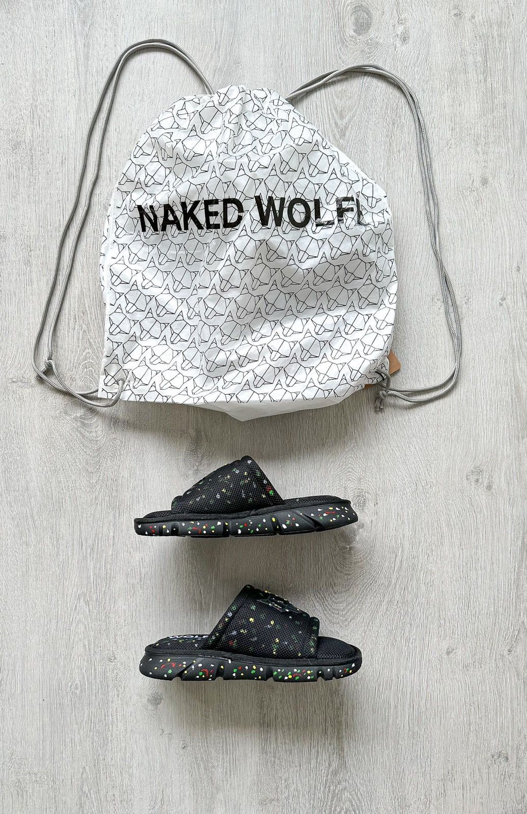 NAKED WOLFE NAKED WOLFE Black Wolfe Graffiti Army Mesh Sandals Slide Size US 7 / EU 40 - 1 Thumbnail