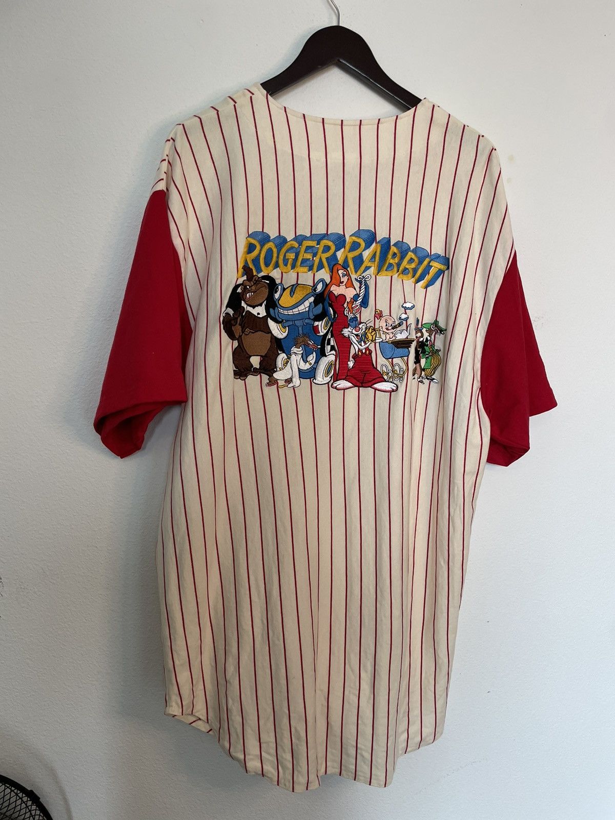 image of Disney x Vintage 90's Who Framed Rodger Rabbit Baseball Jersey in Red, Men's (Size XL)