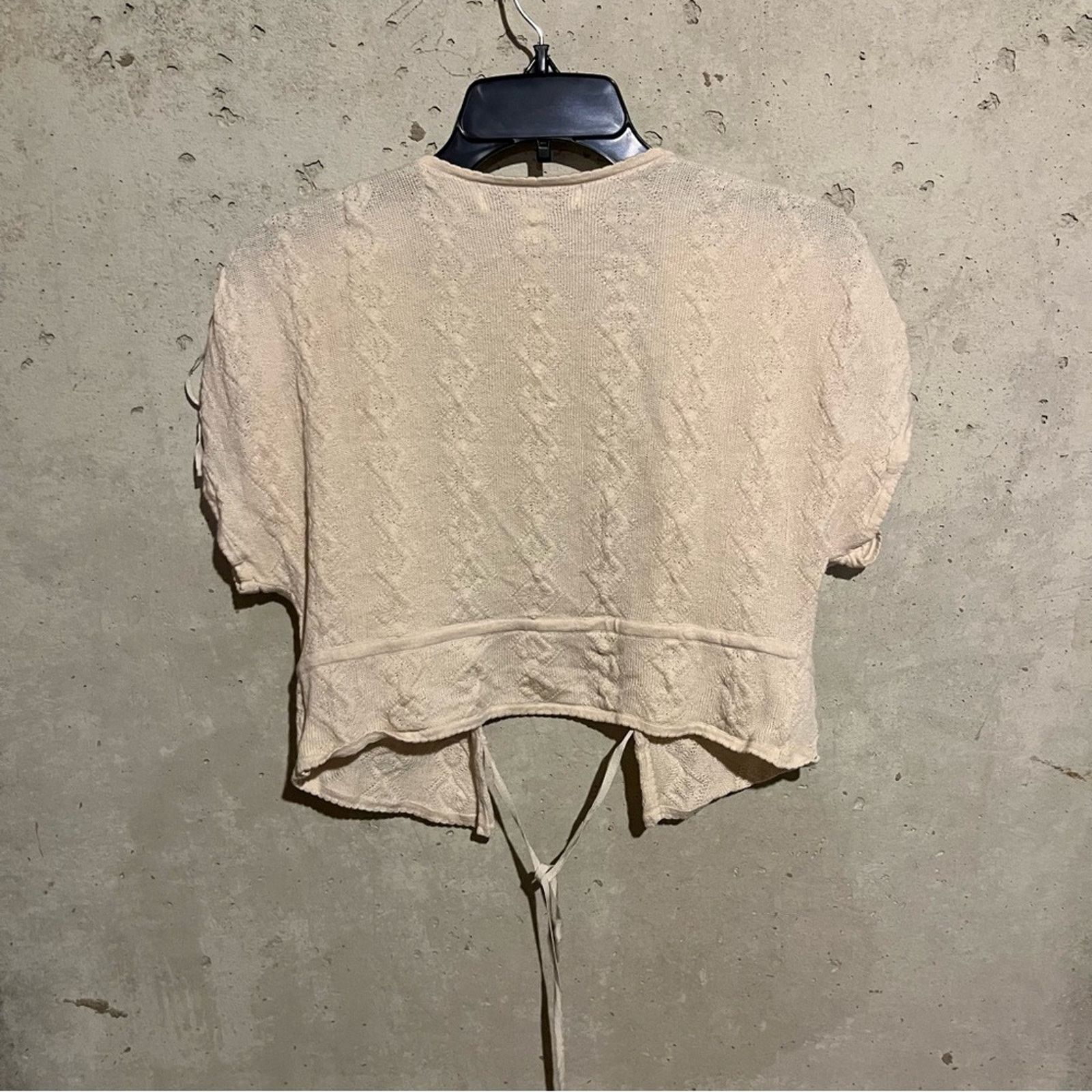 Other Forth & Towne Prize Cream Knit Cropped Short Sleeve Cardigan Size M / US 6-8 / IT 42-44 - 5 Thumbnail